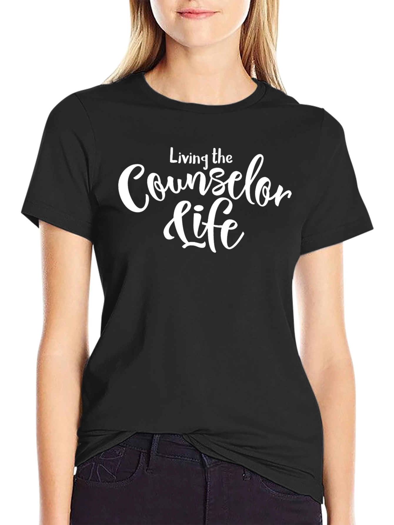 Black Counselor Life Tee - Black Casual T-Shirt view 2