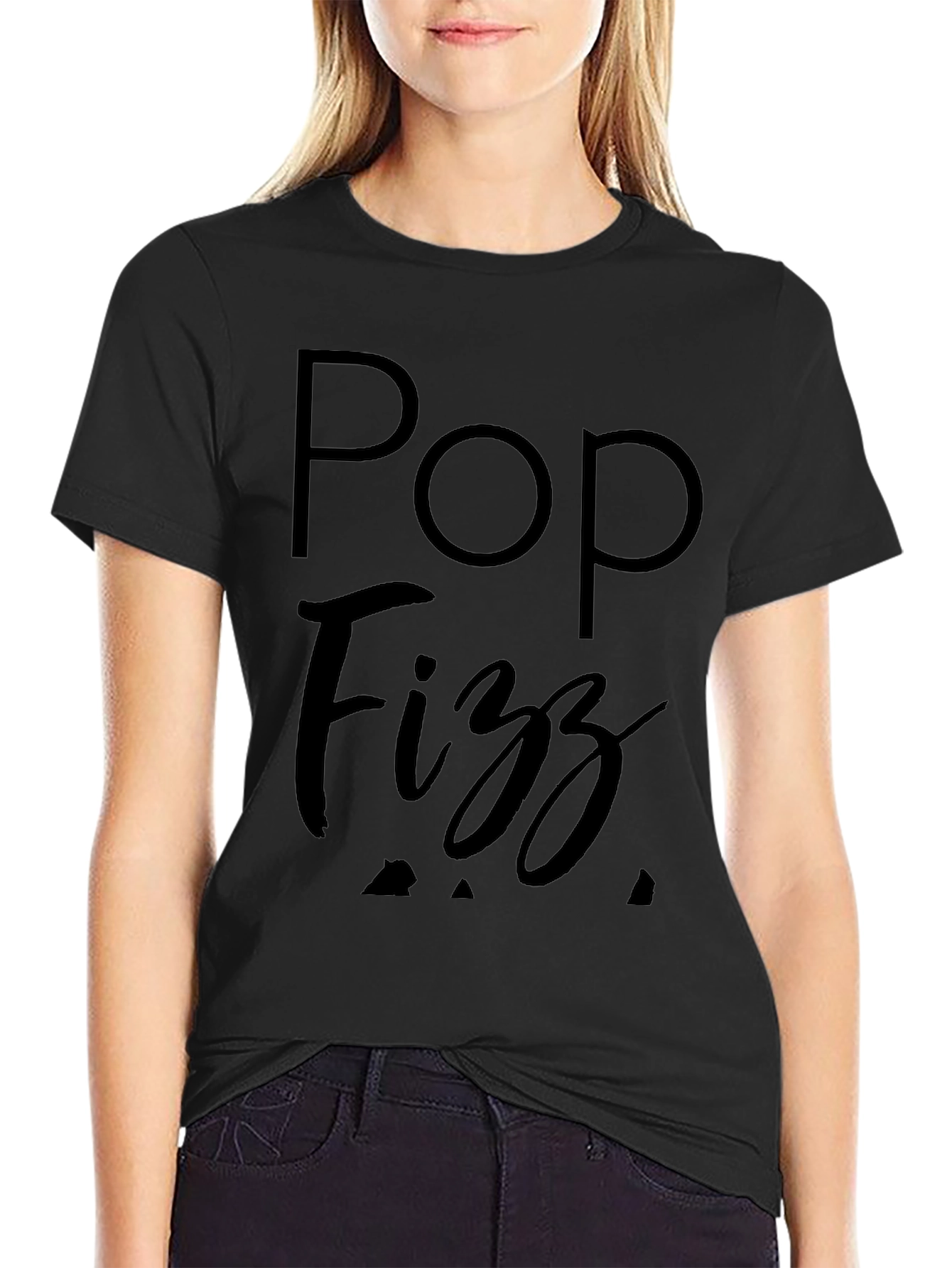 Black Pop Fizz Graphic Tee - Black Cotton T-Shirt view 2