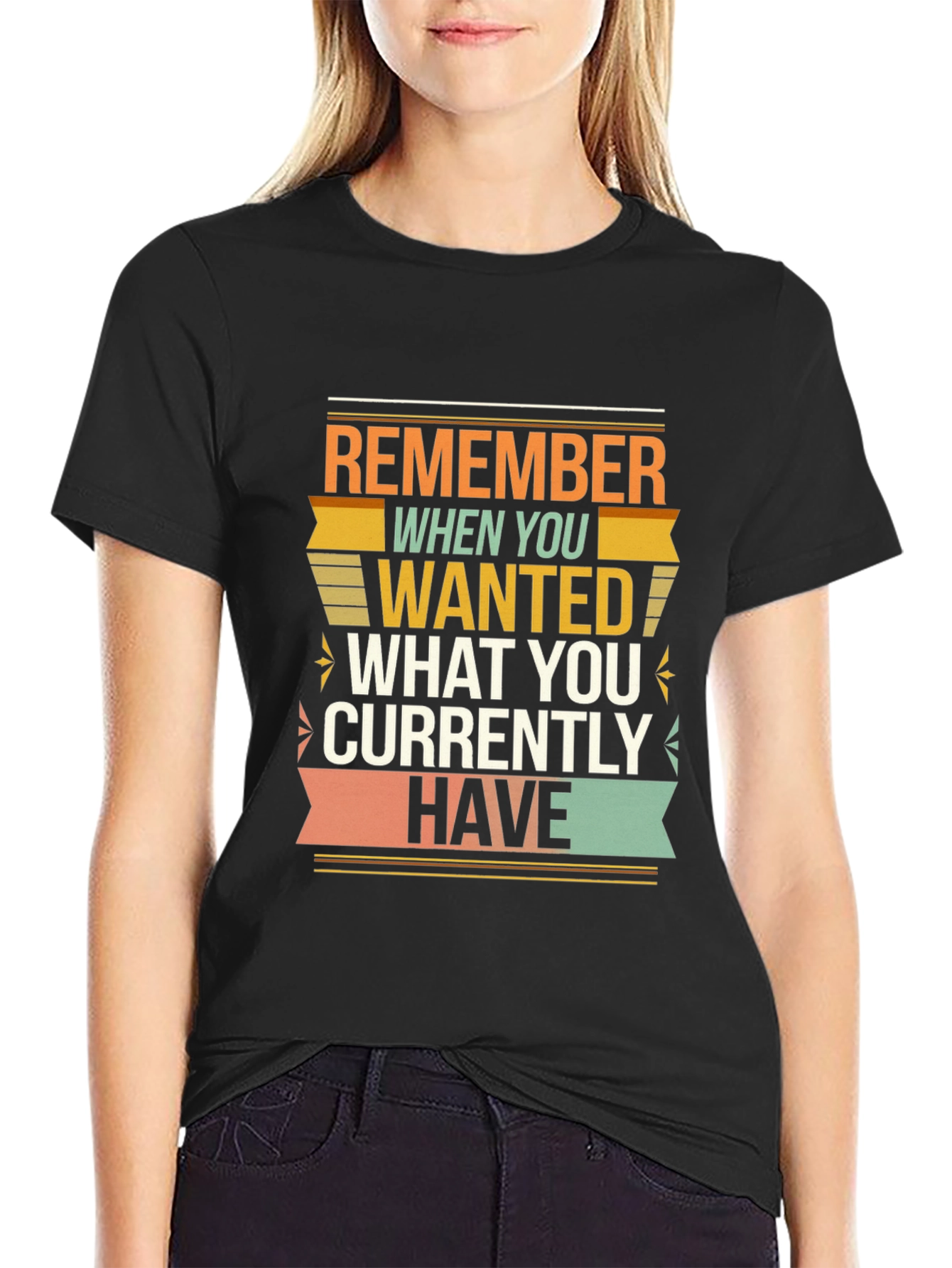 Black Motivational Graphic T-Shirt - Remember When You Wanted view 2