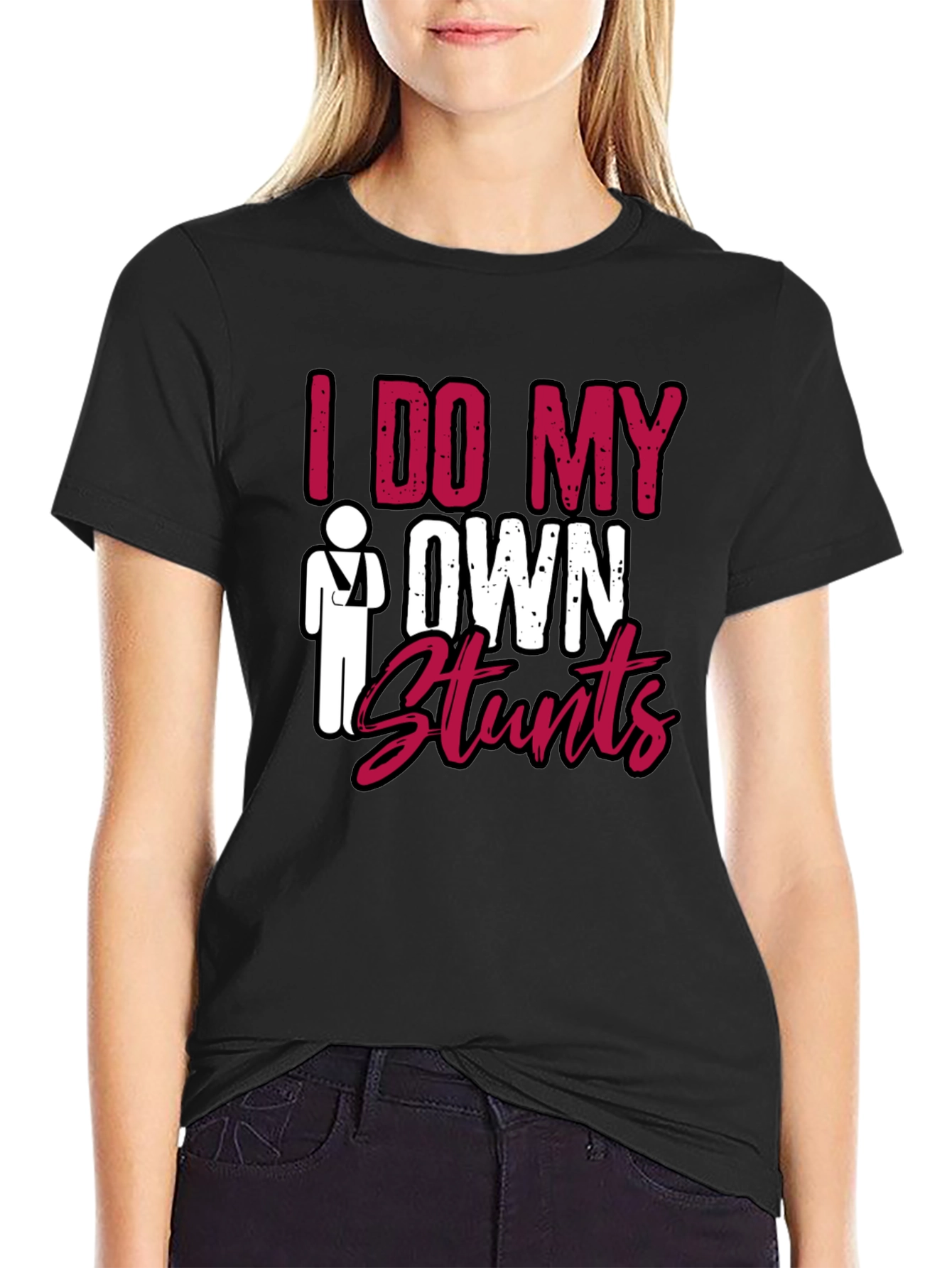 Black I Do My Own Stunts Graphic Tee view 2