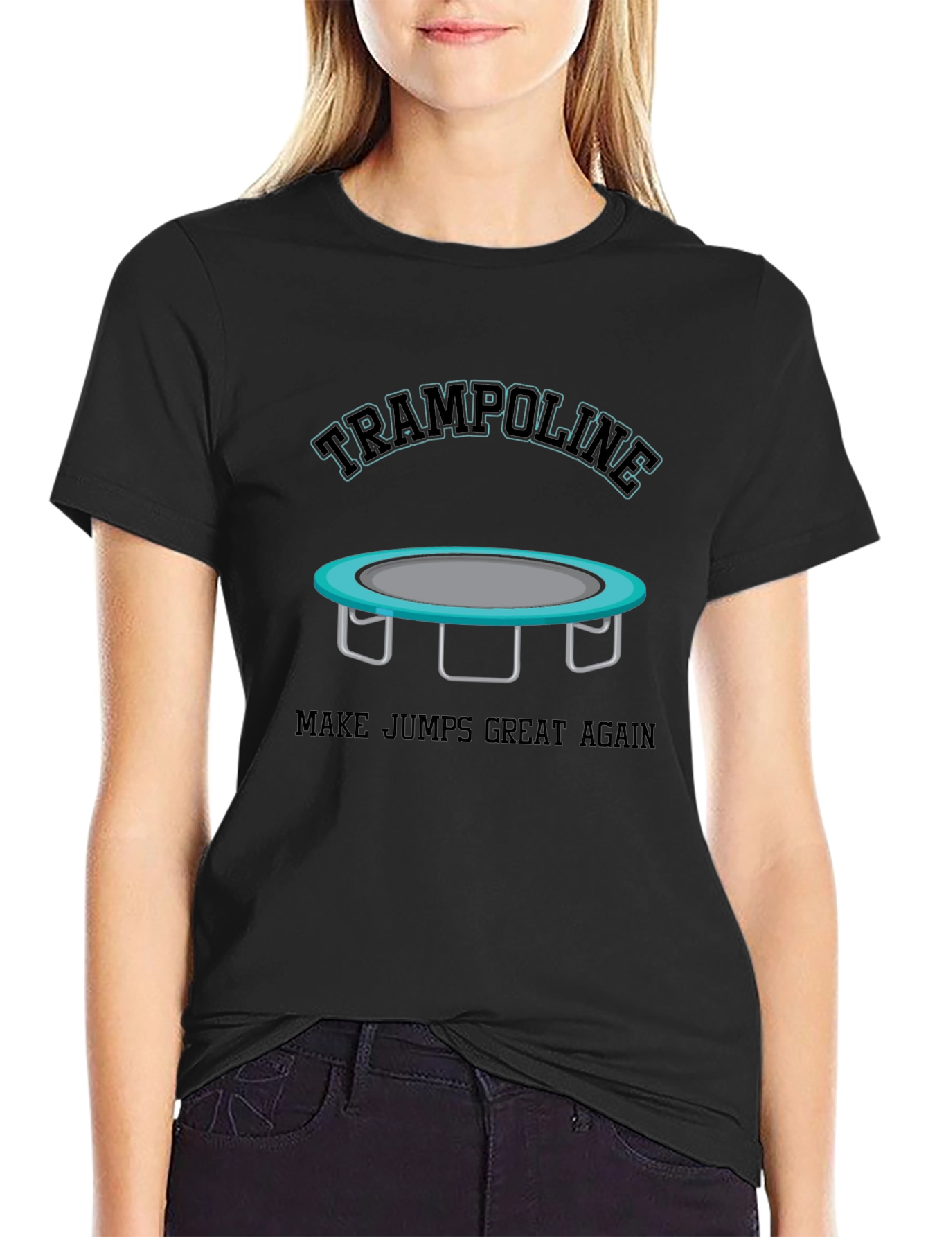 Black Trampoline Make Jumps Great Again Black T-Shirt view 2
