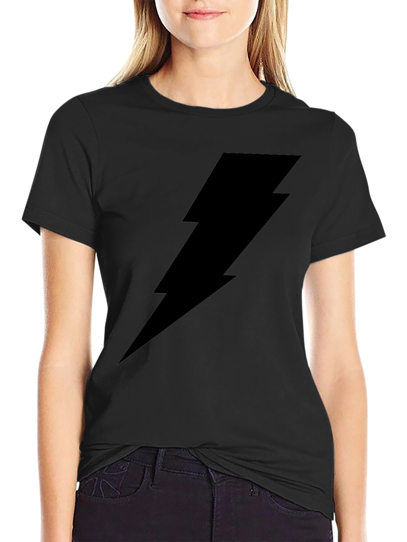 Black Black Lightning Bolt Graphic T-Shirt view 2