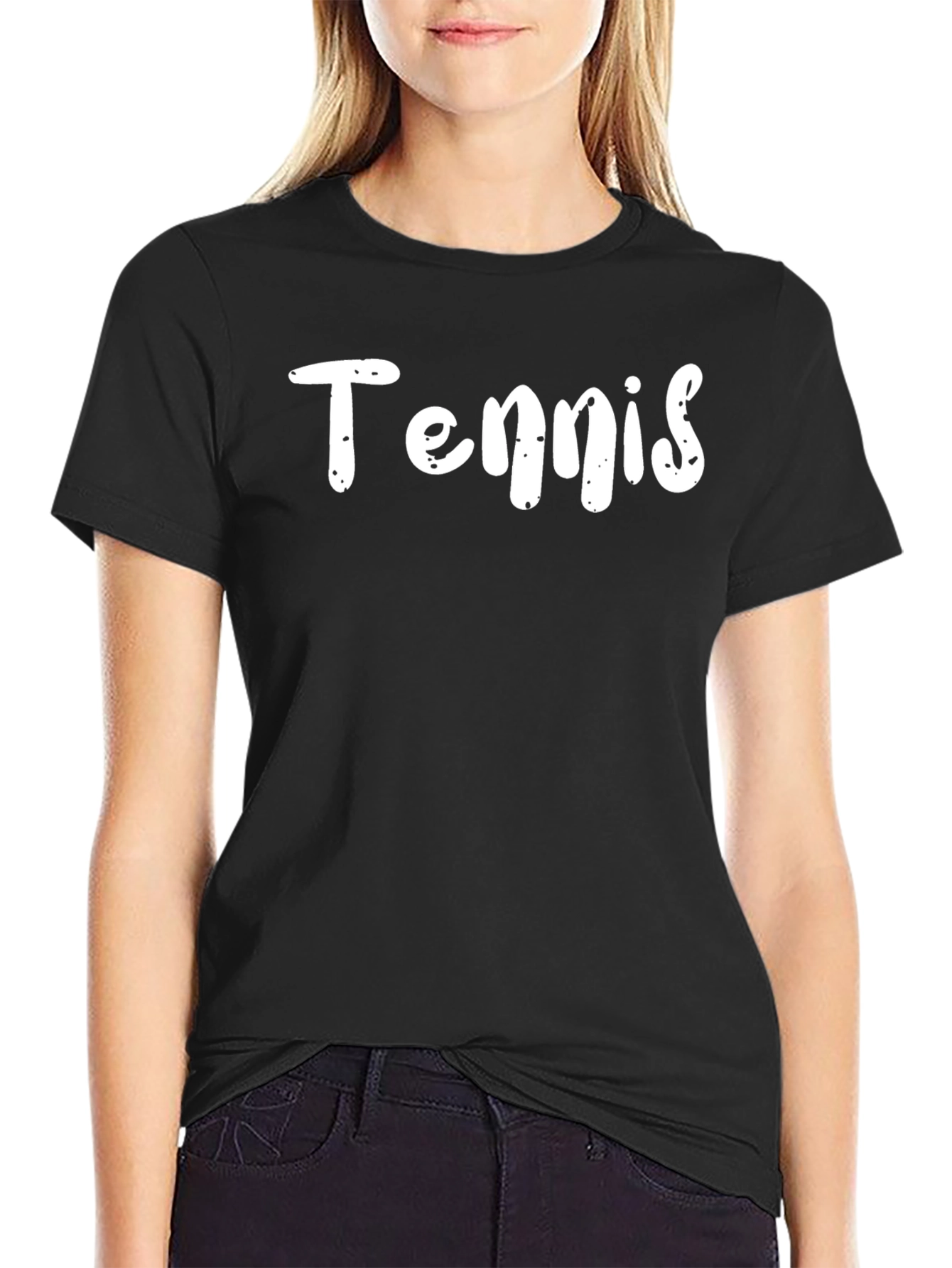 Black Tennis Graphic T-Shirt - Casual Style view 2