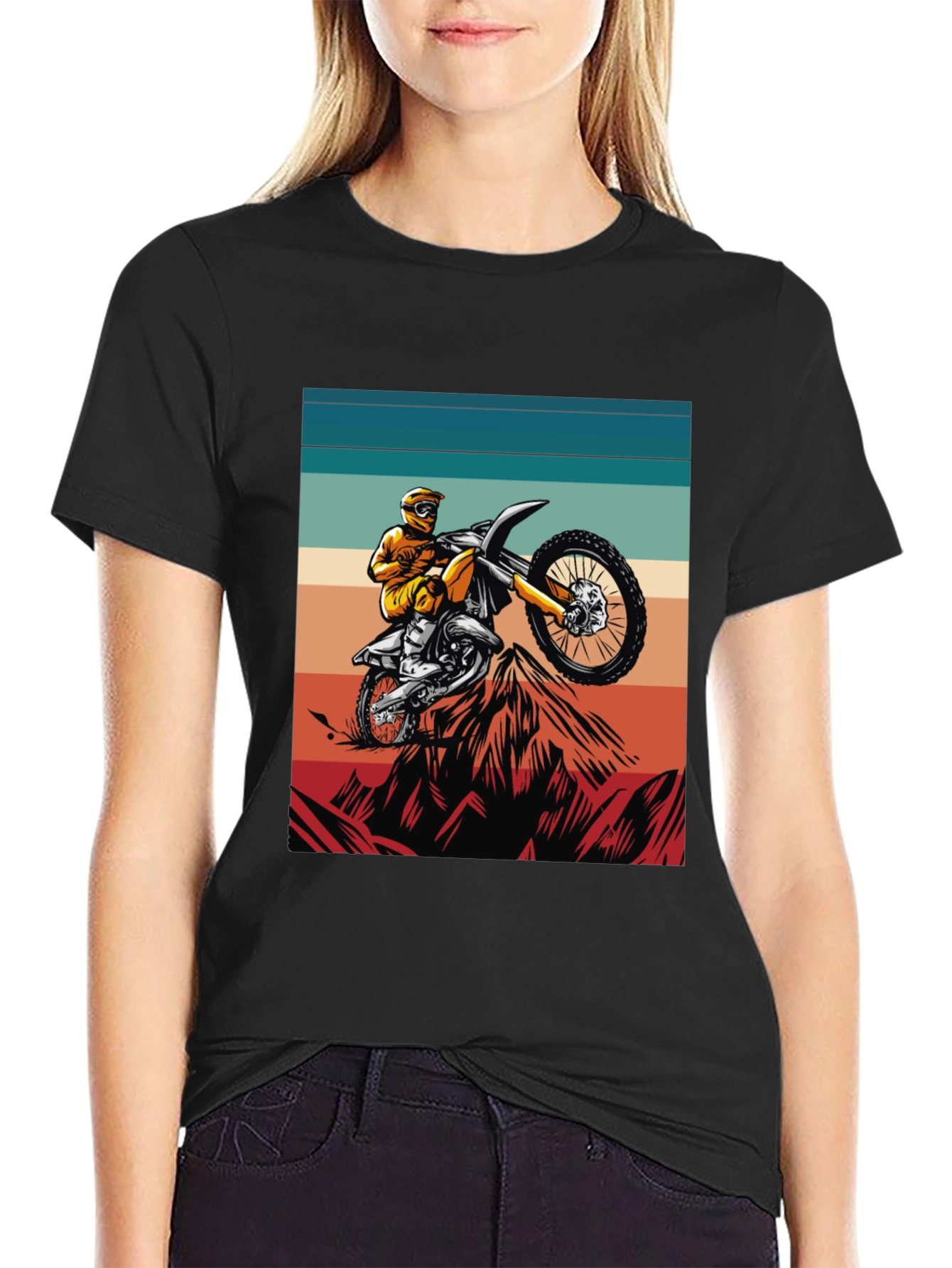 Black Dirt Bike Rider T-Shirt, Motocross Graphic Tee view 2
