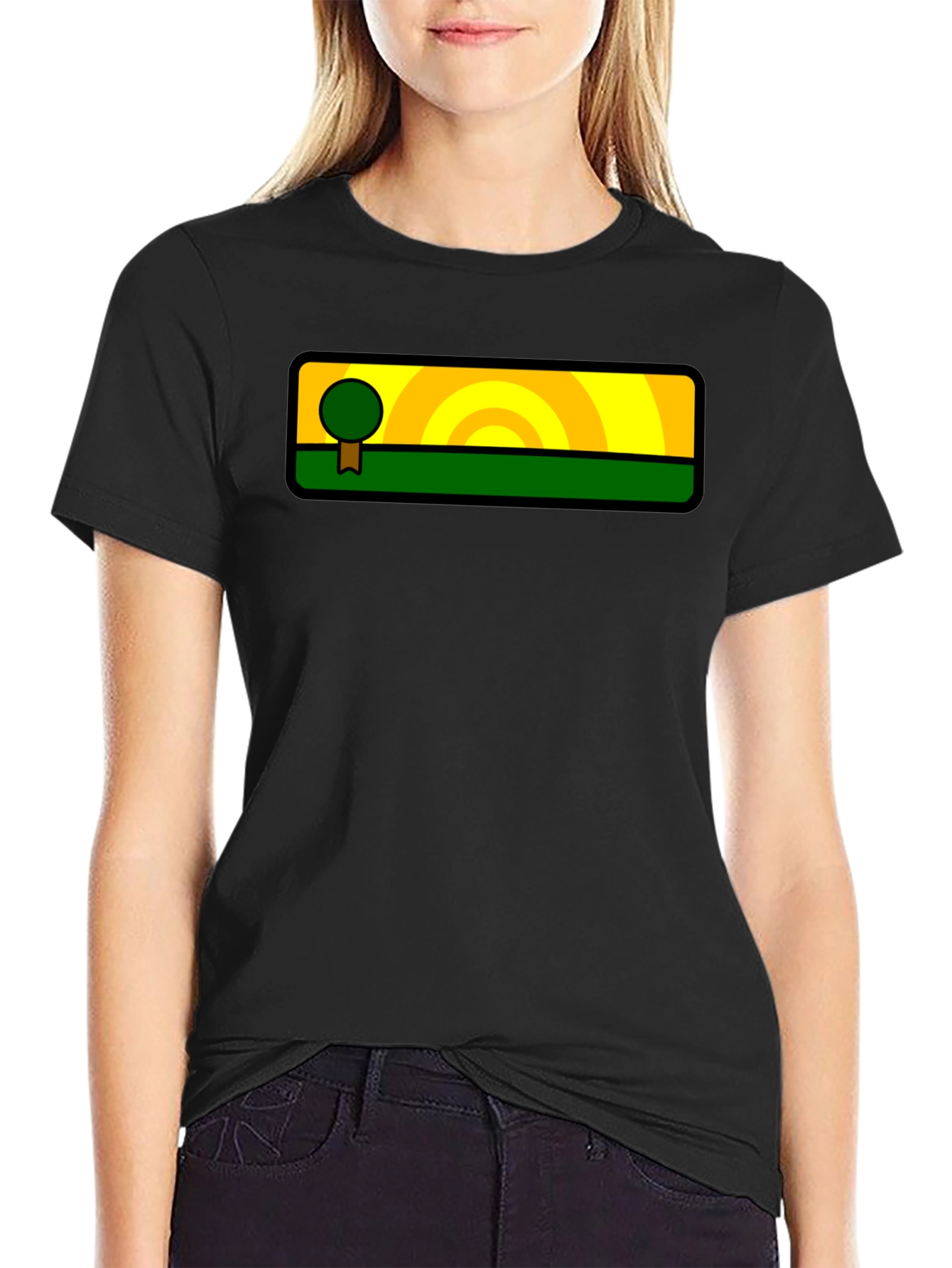 Black Nature Landscape Graphic Tee - Black view 2