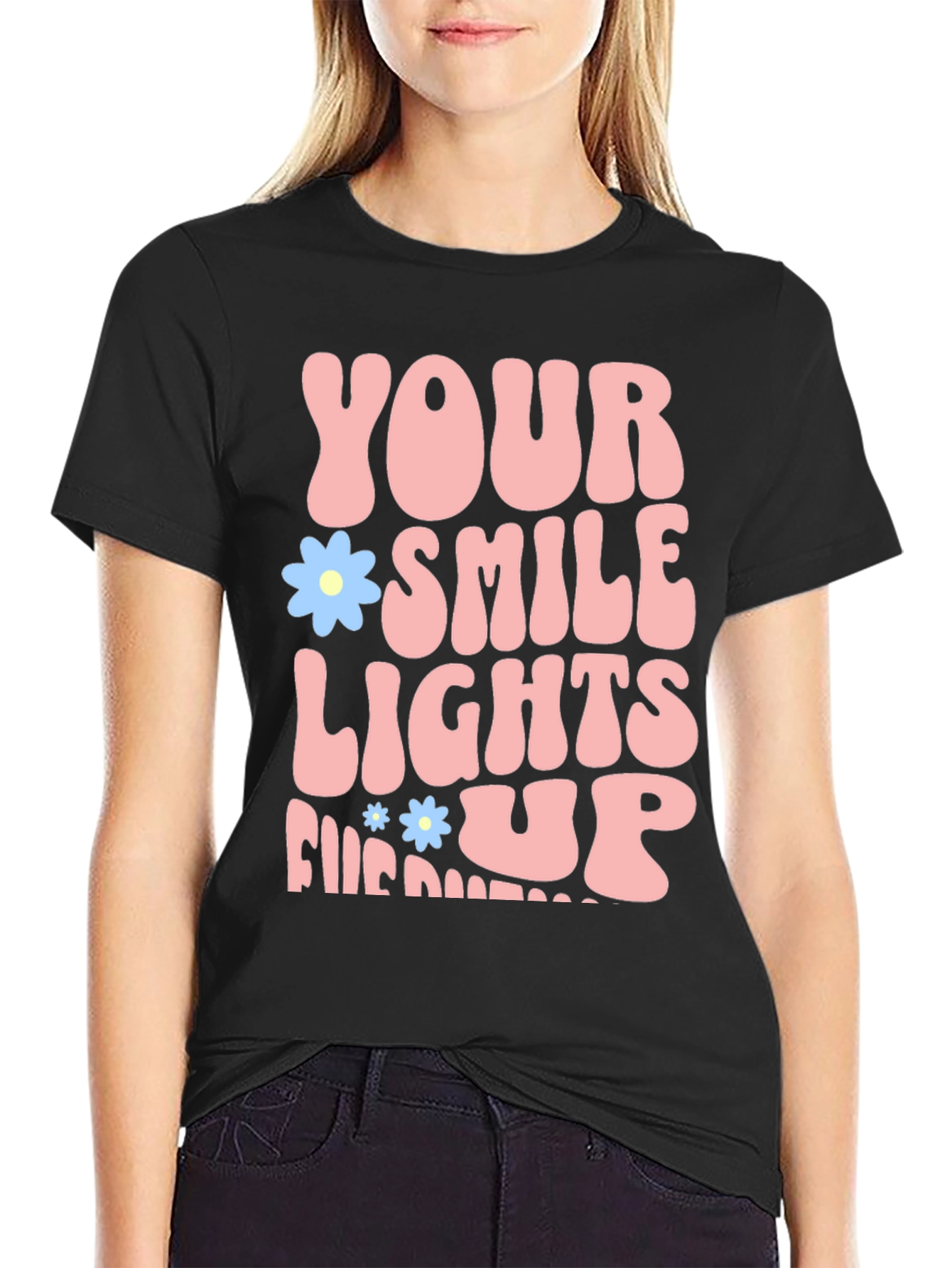 Black Your Smile Lights Up Graphic Tee view 2