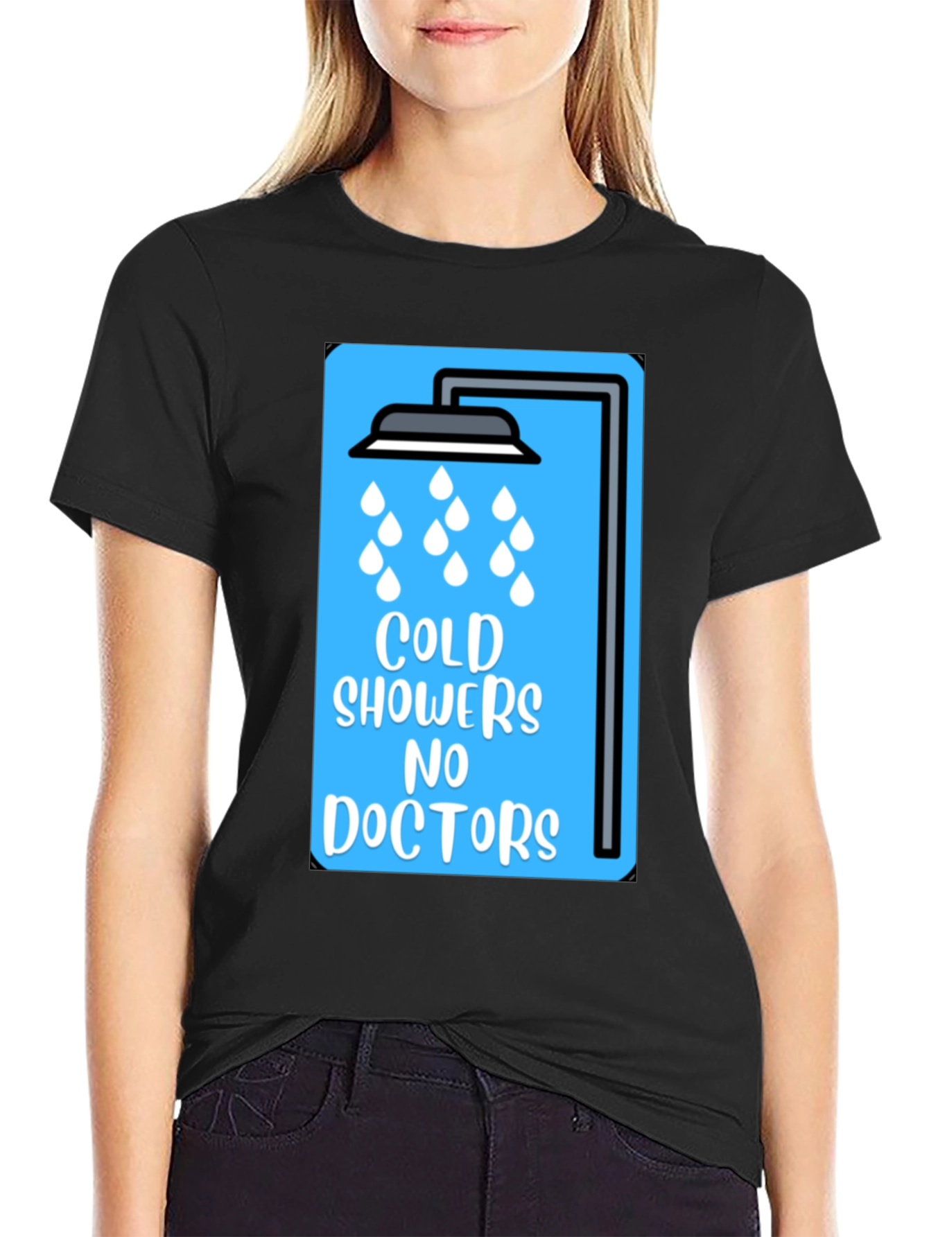 Black Cold Showers No Doctors Graphic Tee view 2