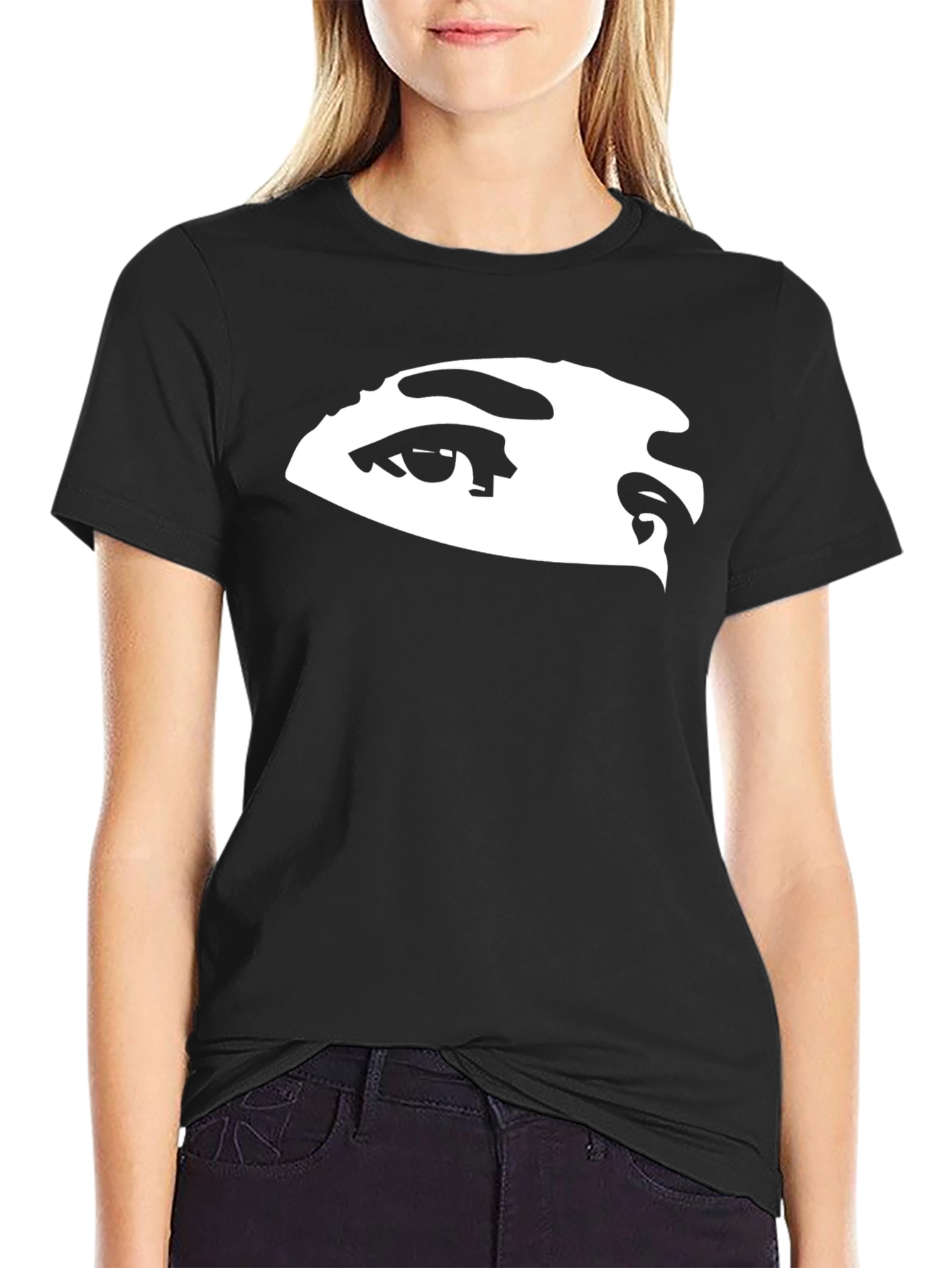 Black Mysterious Eyes Graphic Black Tee for Men view 2