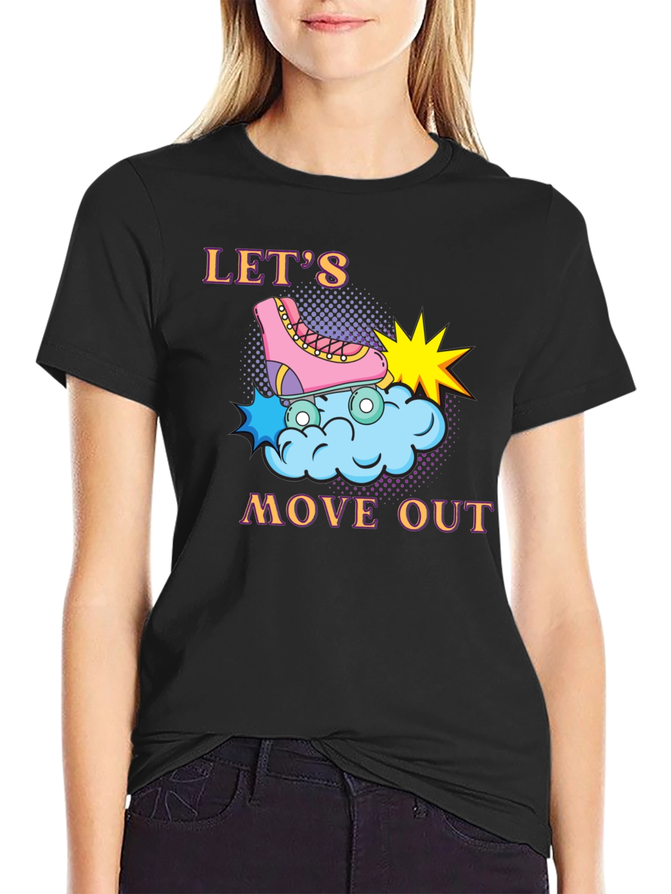 Black Let's Move Out Graphic T-Shirt view 2