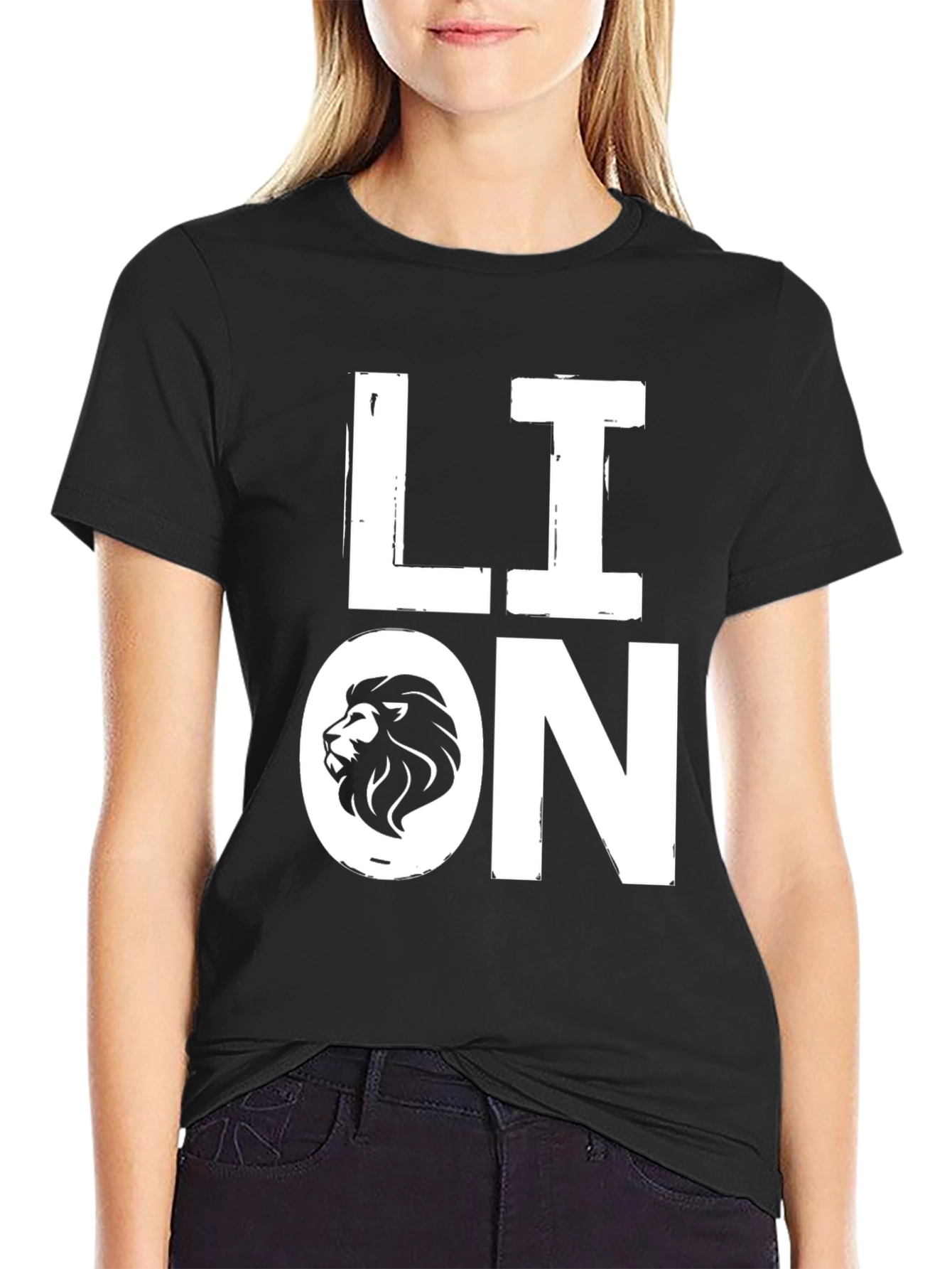 Black Lion Graphic Tee - Cool Animal Print T-Shirt view 2