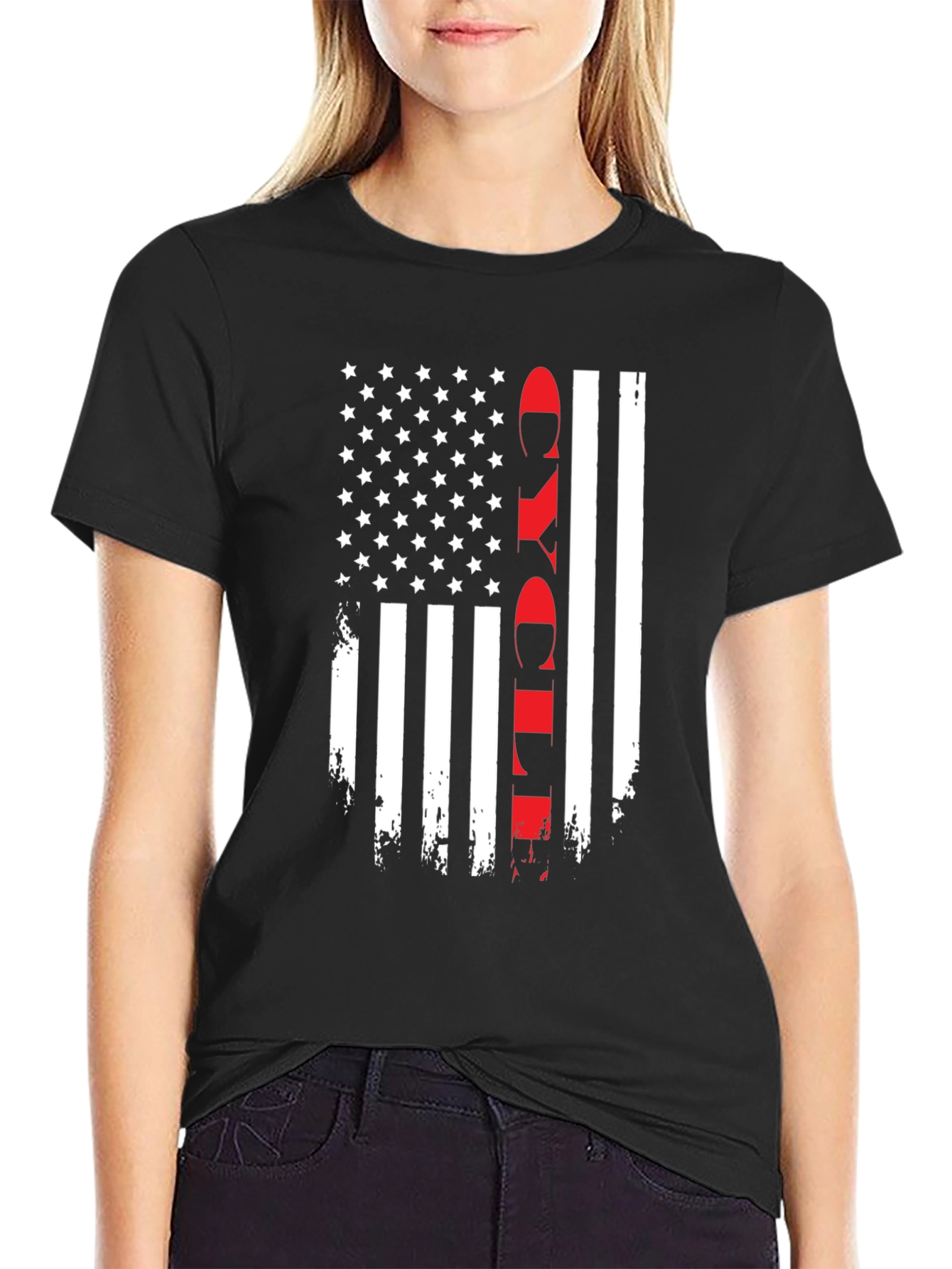 Black Distressed Flag Firefighter T-Shirt view 2