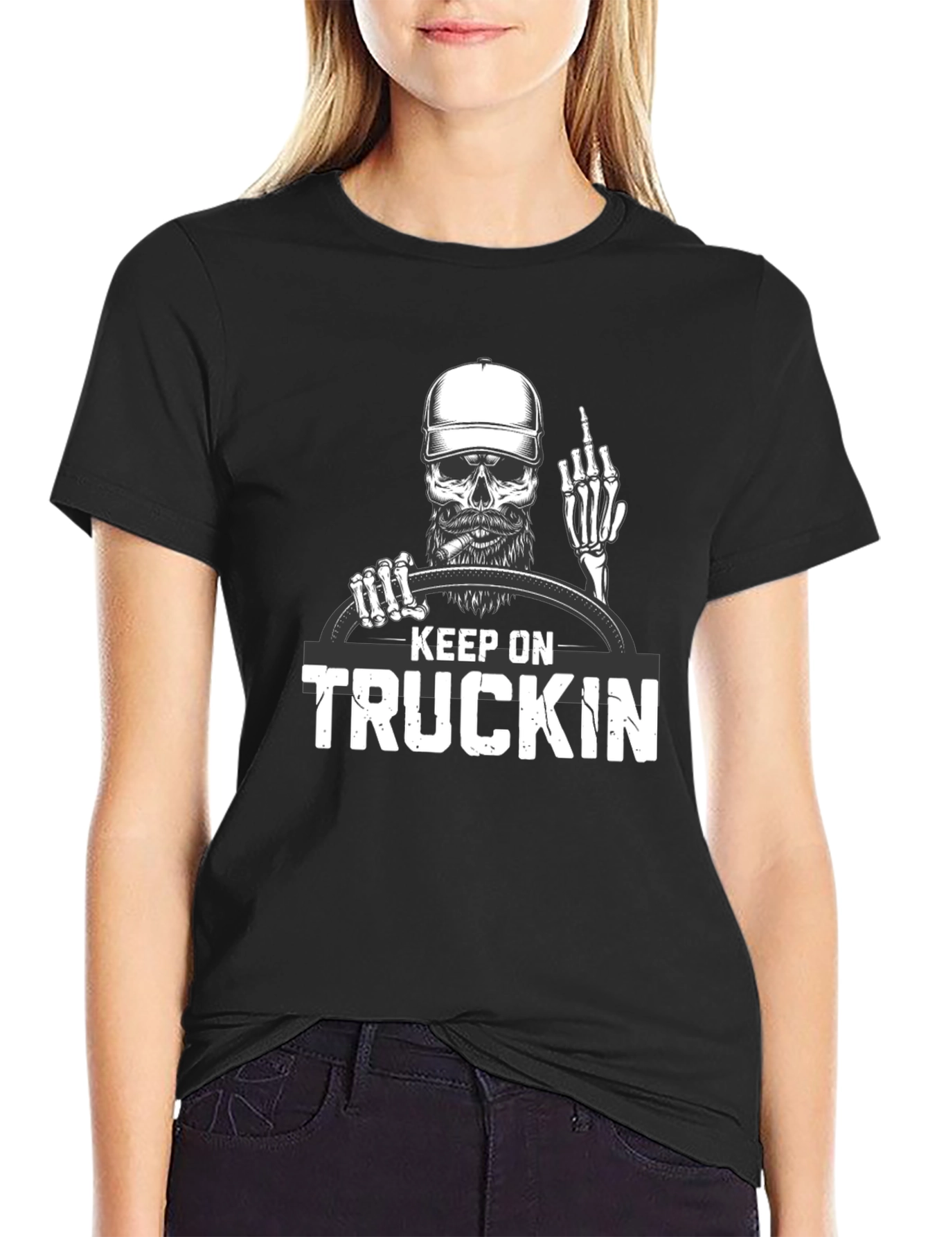 Black Keep On Truckin' Graphic T-Shirt view 2