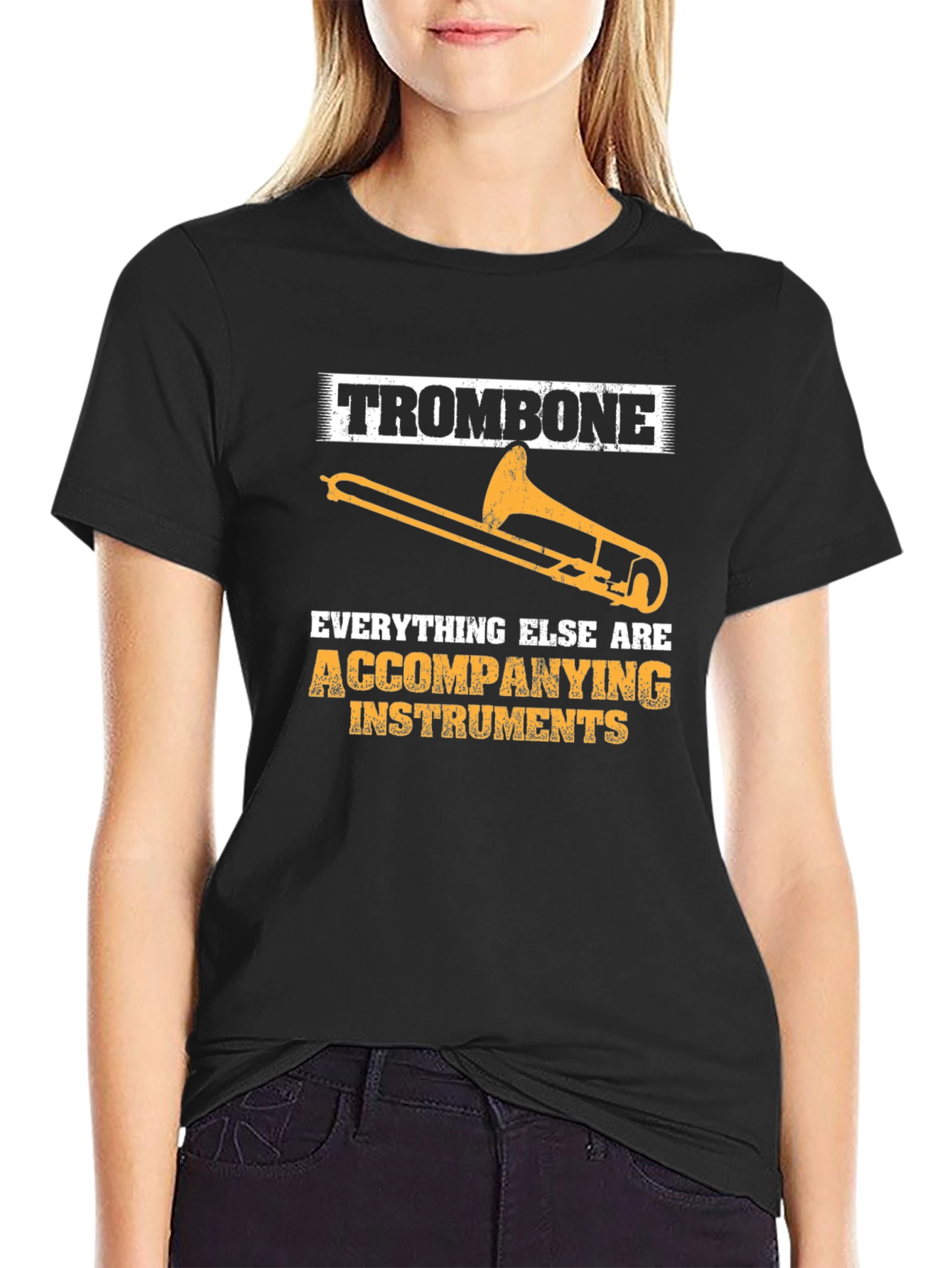 Black Trombone Player's T-Shirt - Accompanying Instruments view 2