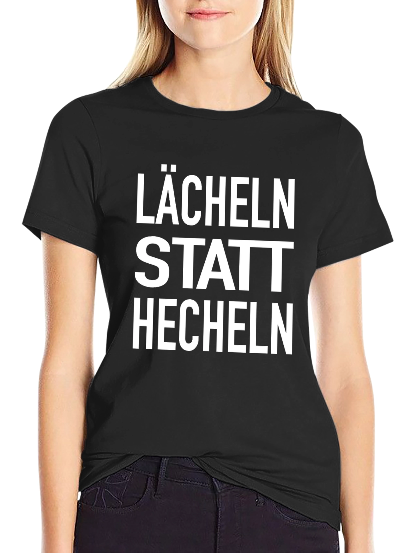 Black Lächeln Statt Hecheln Graphic Tee view 2