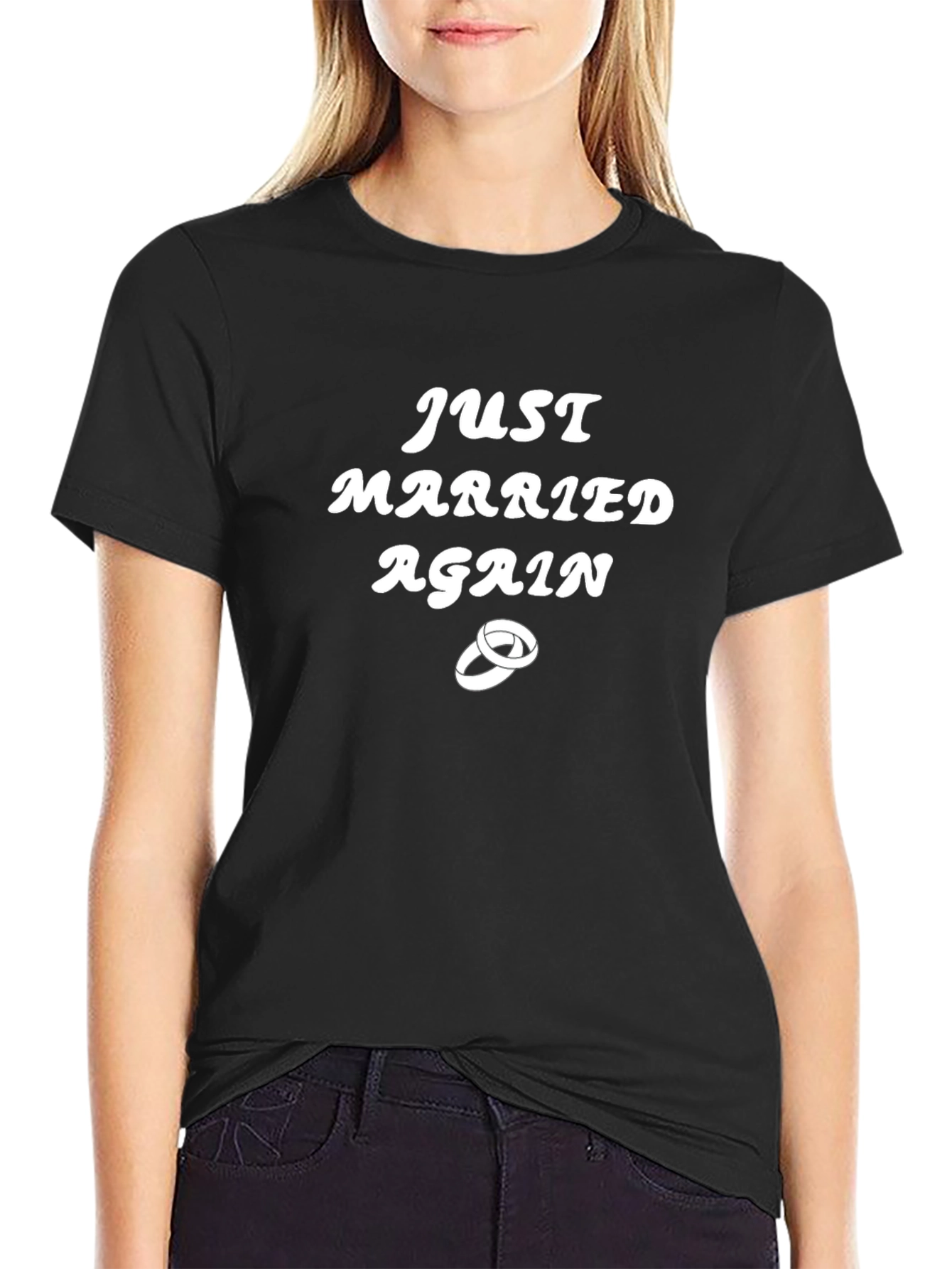 Black Just Married Again T-Shirt view 2
