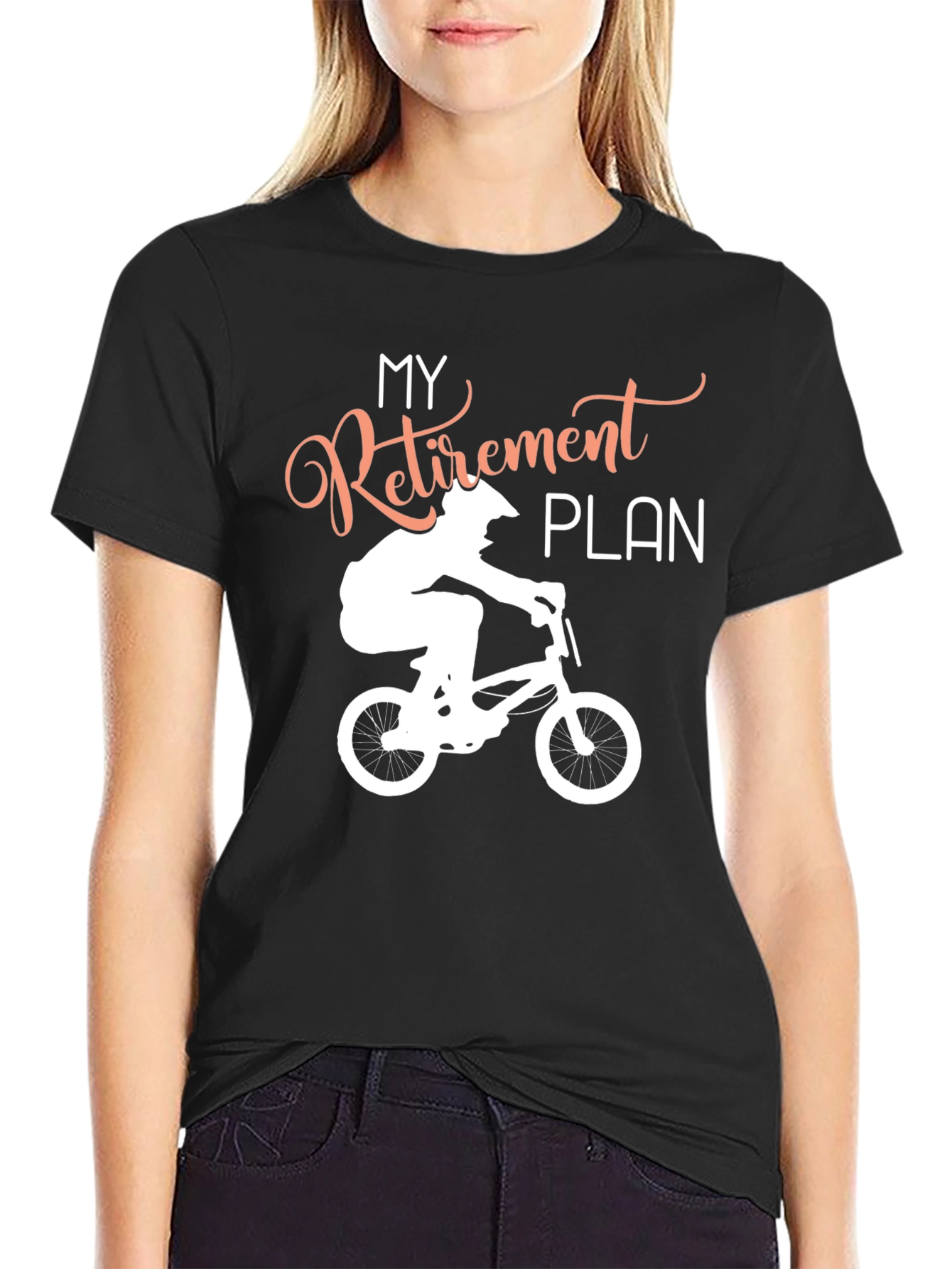 Black Retirement Plan Biking T-Shirt view 2