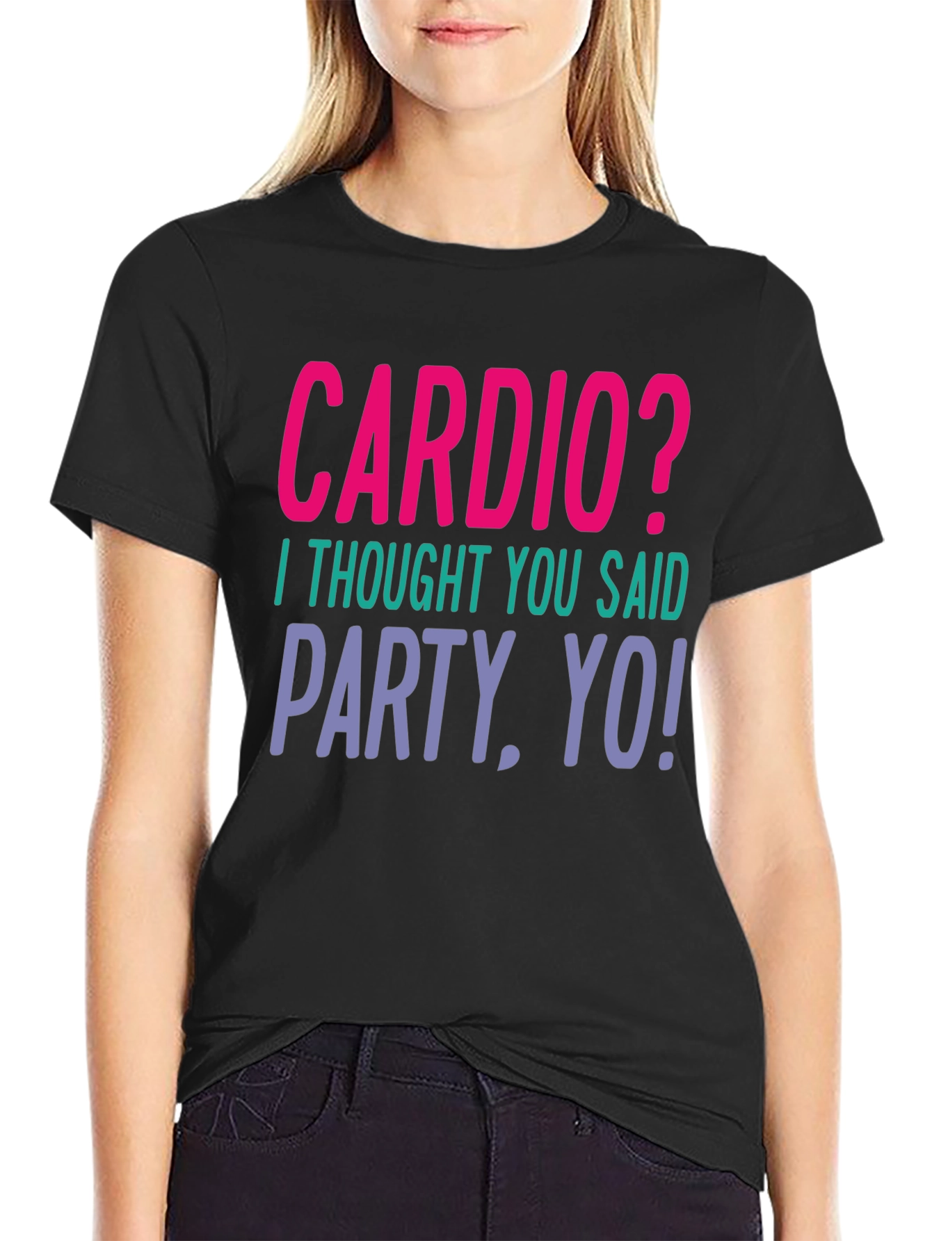 Black Cardio? Party, Yo! Graphic Tee - Unisex view 2