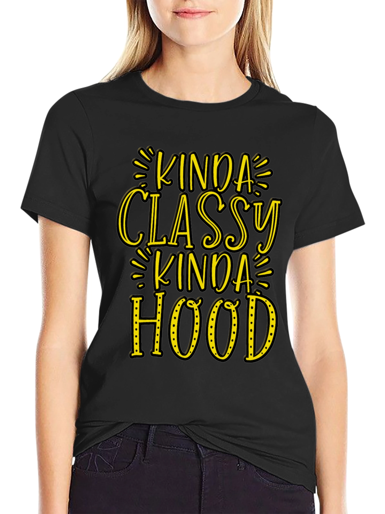 Black Kinda Classy Kinda Hood Graphic T-Shirt view 2