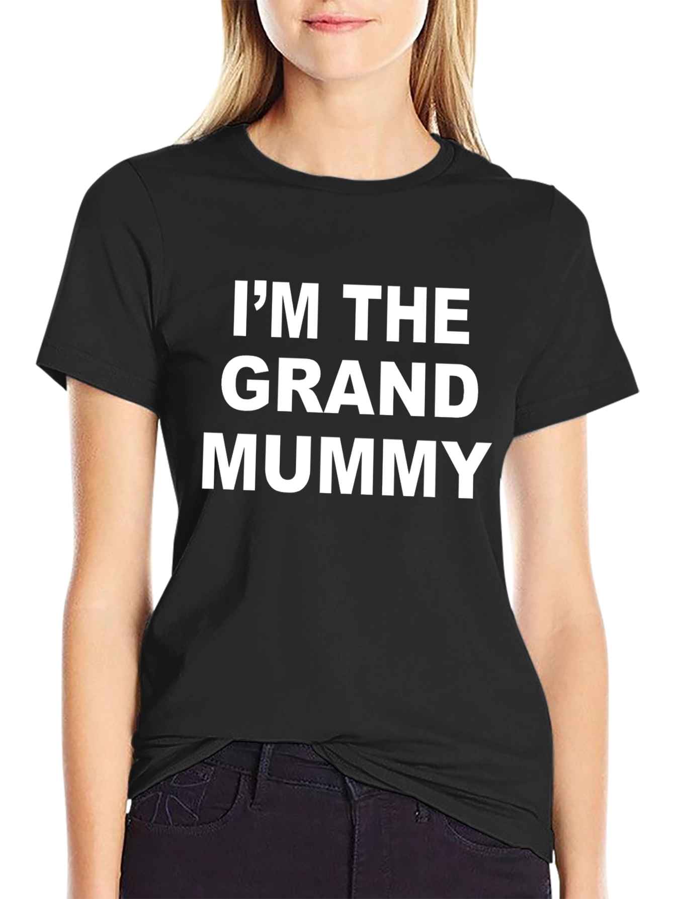 Black I'm the Grand Mummy - Funny Graphic T-Shirt view 2
