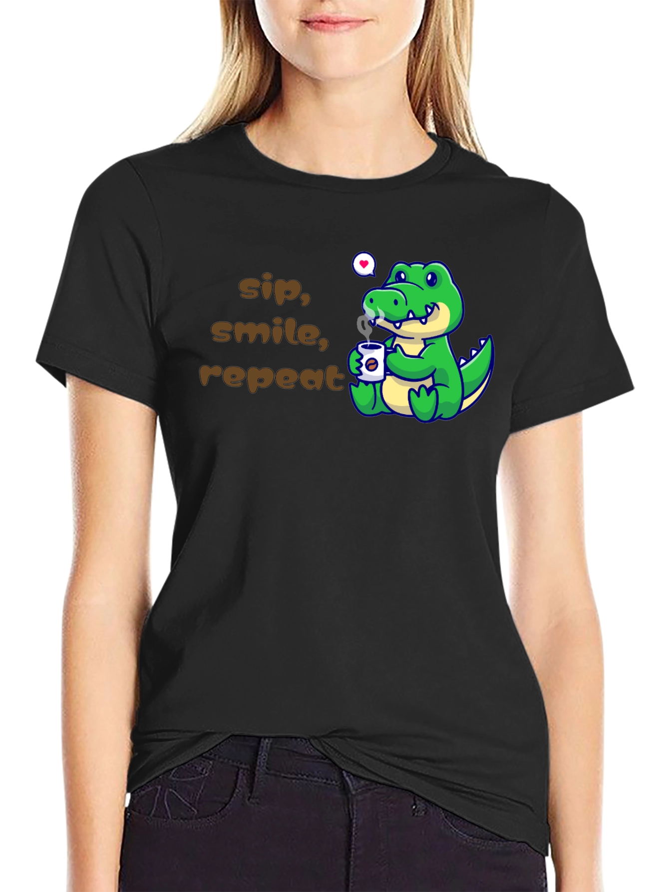 Black Sip, Smile, Repeat Alligator T-Shirt view 2