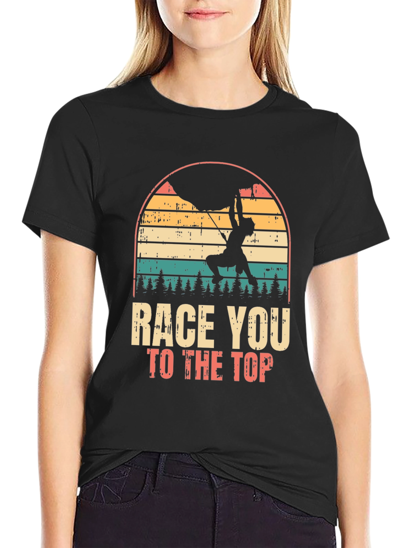 Black Race You To The Top Climbing T-Shirt view 2