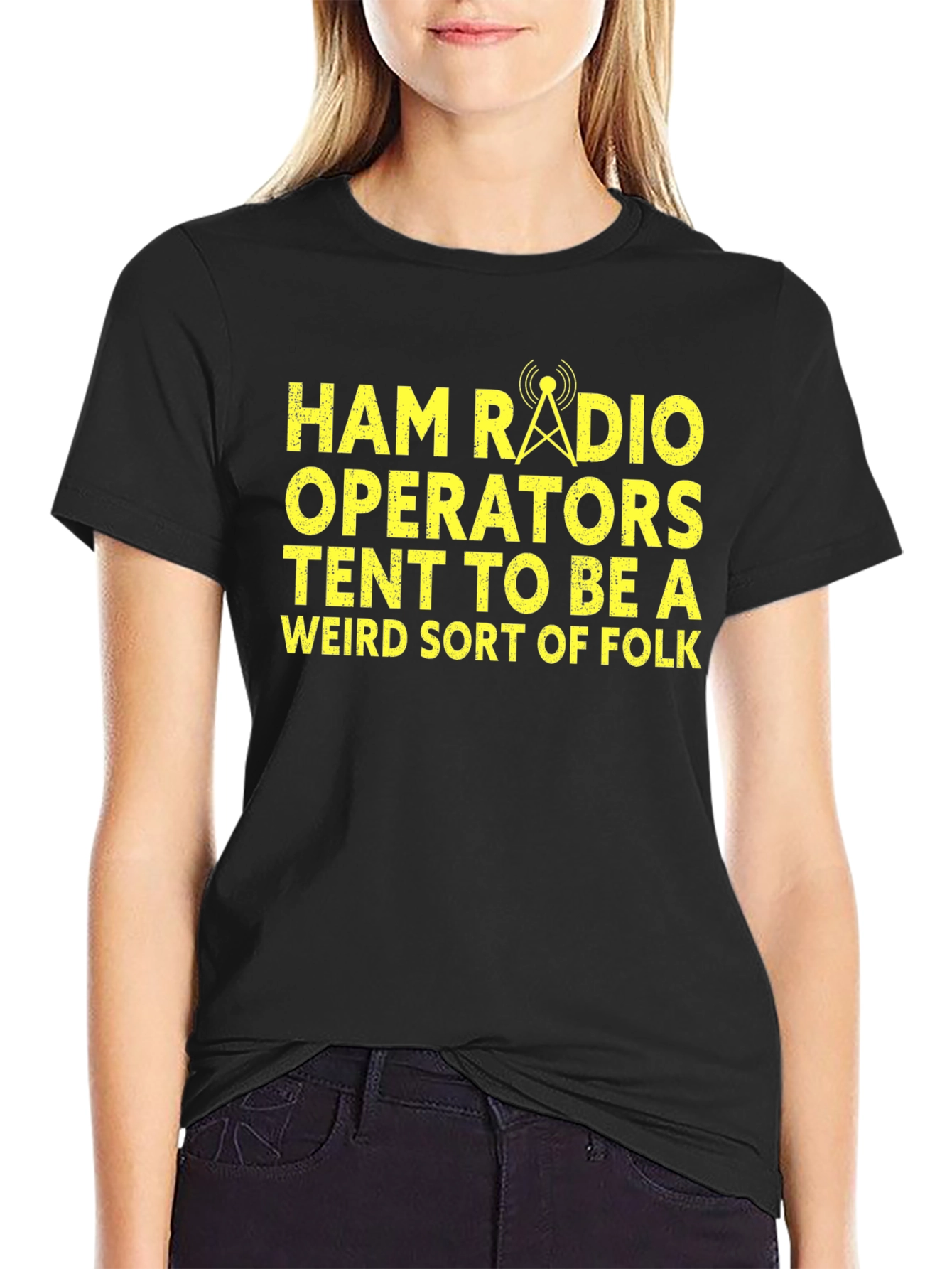 Black Ham Radio Operator T-Shirt - Weird Sort of Folk view 2