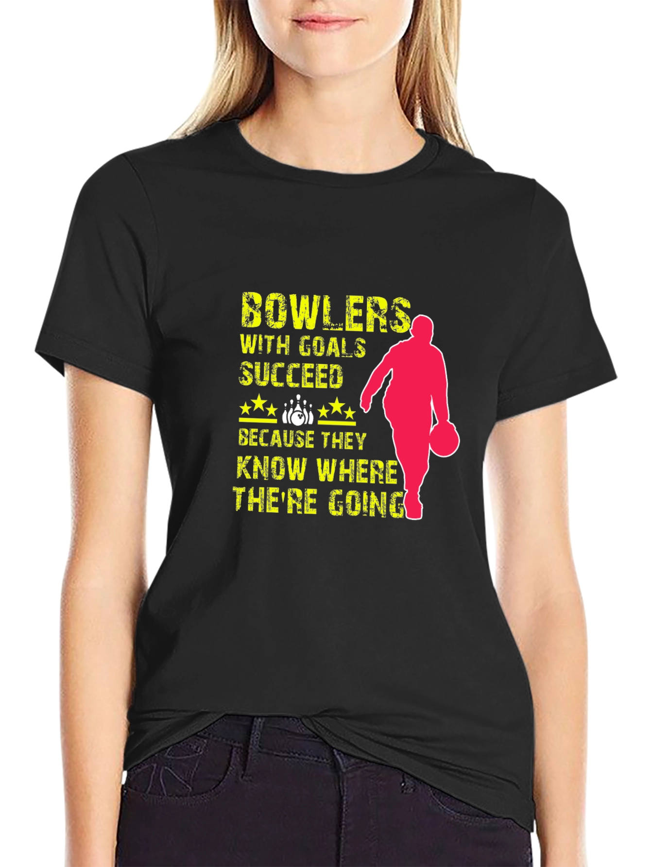 Black Bowlers Succeed T-Shirt - Bowling with Goals view 2