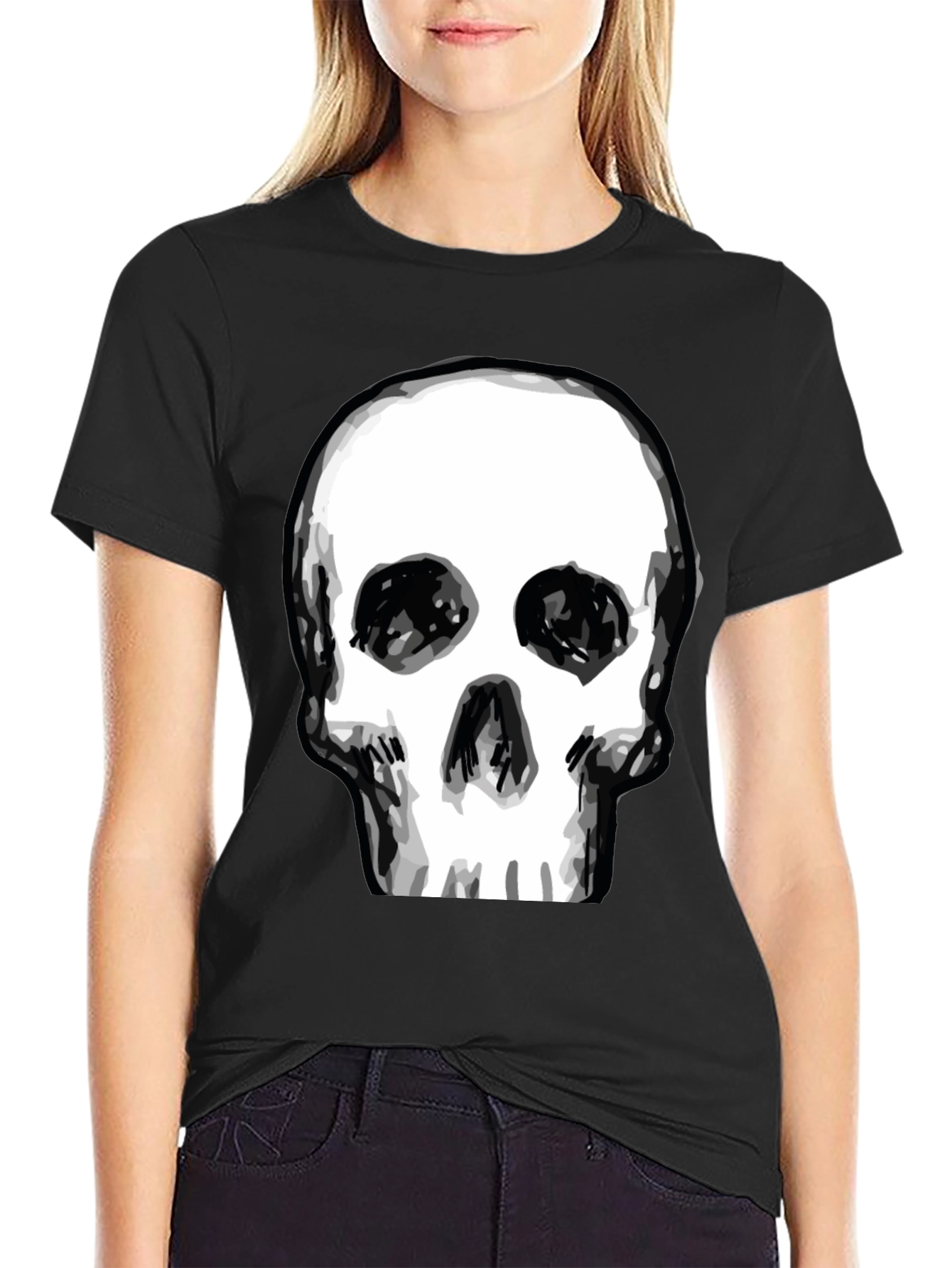 Black Skull Graphic Tee - Men's Black T-Shirt view 2
