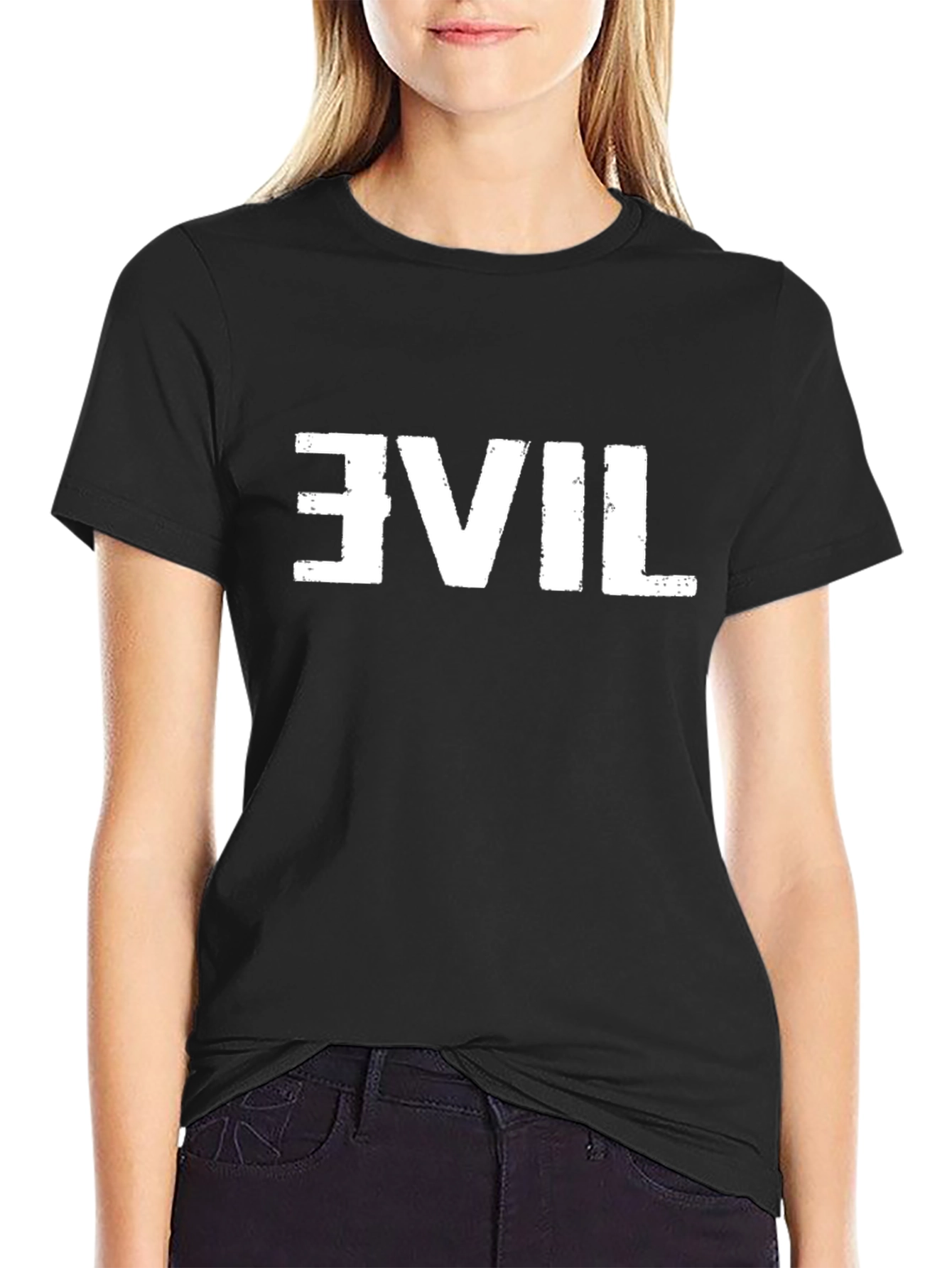 Black Reversed Evil Graphic Tee - Mens Black T-Shirt view 2