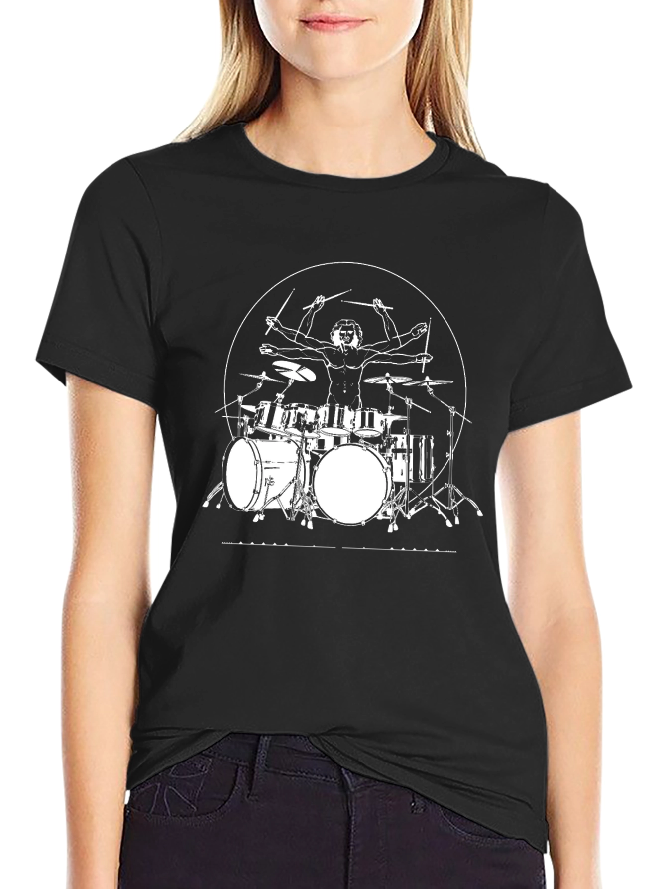 Drummer Anatomy T-Shirt - Black Cotton Tee - 2