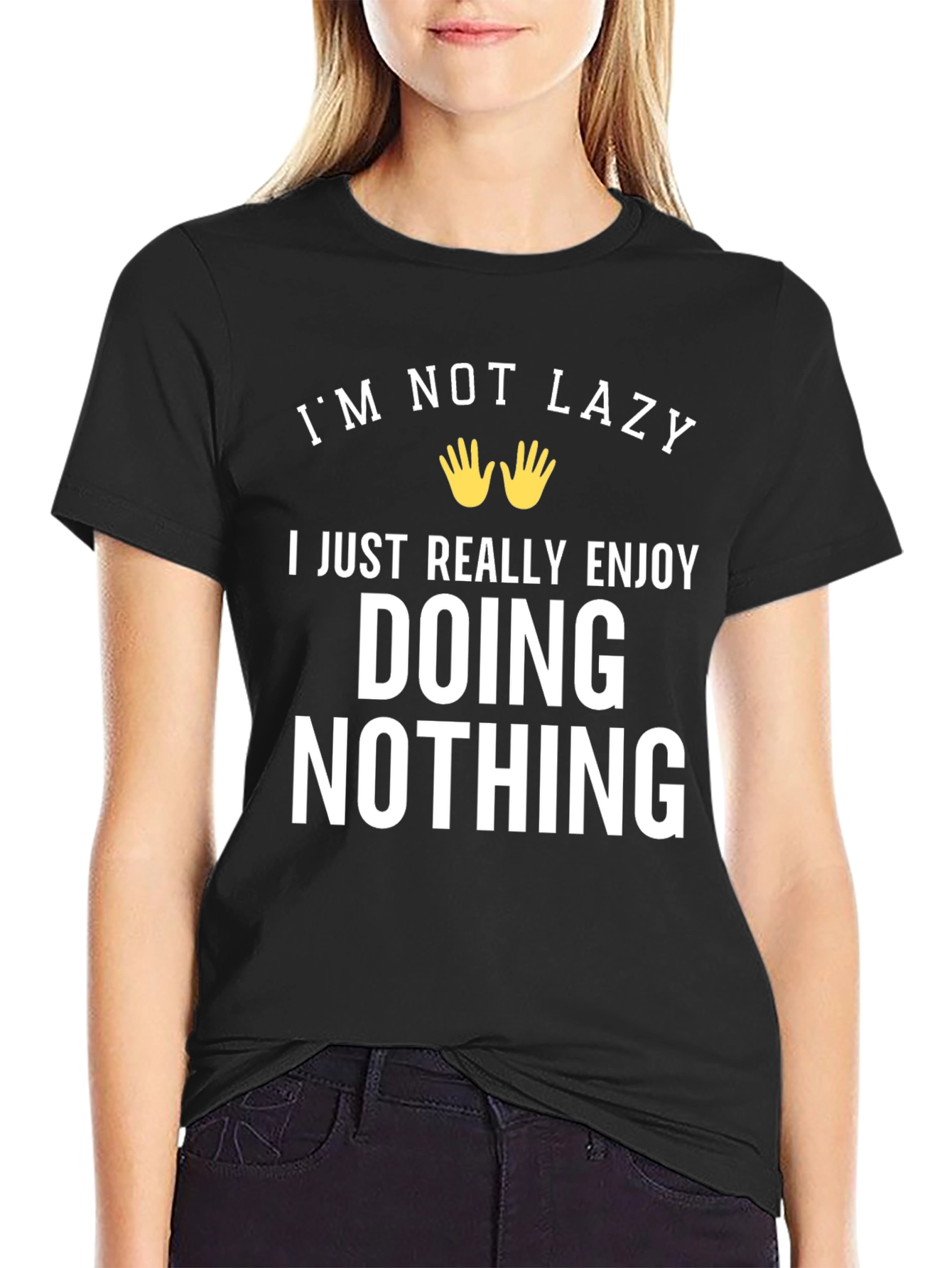 Black Funny 'I'm Not Lazy' Graphic Tee view 2