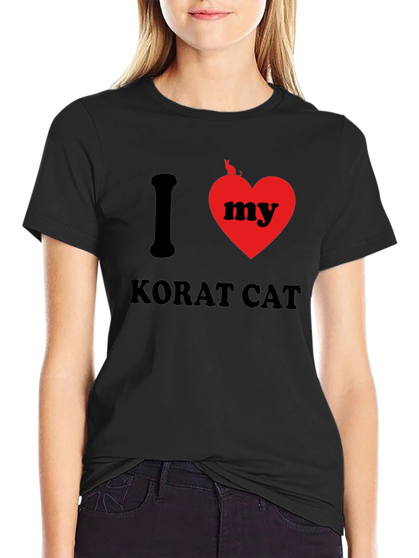 Black I Love My Korat Cat T-Shirt view 2