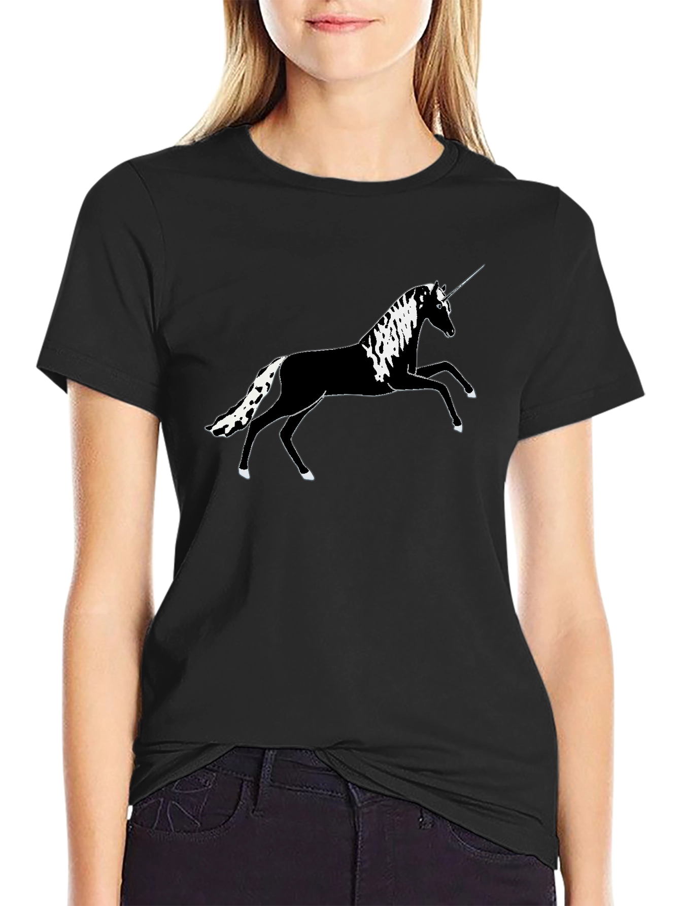 Black Unicorn Graphic Tee - Stylish Black Cotton T-Shirt view 2