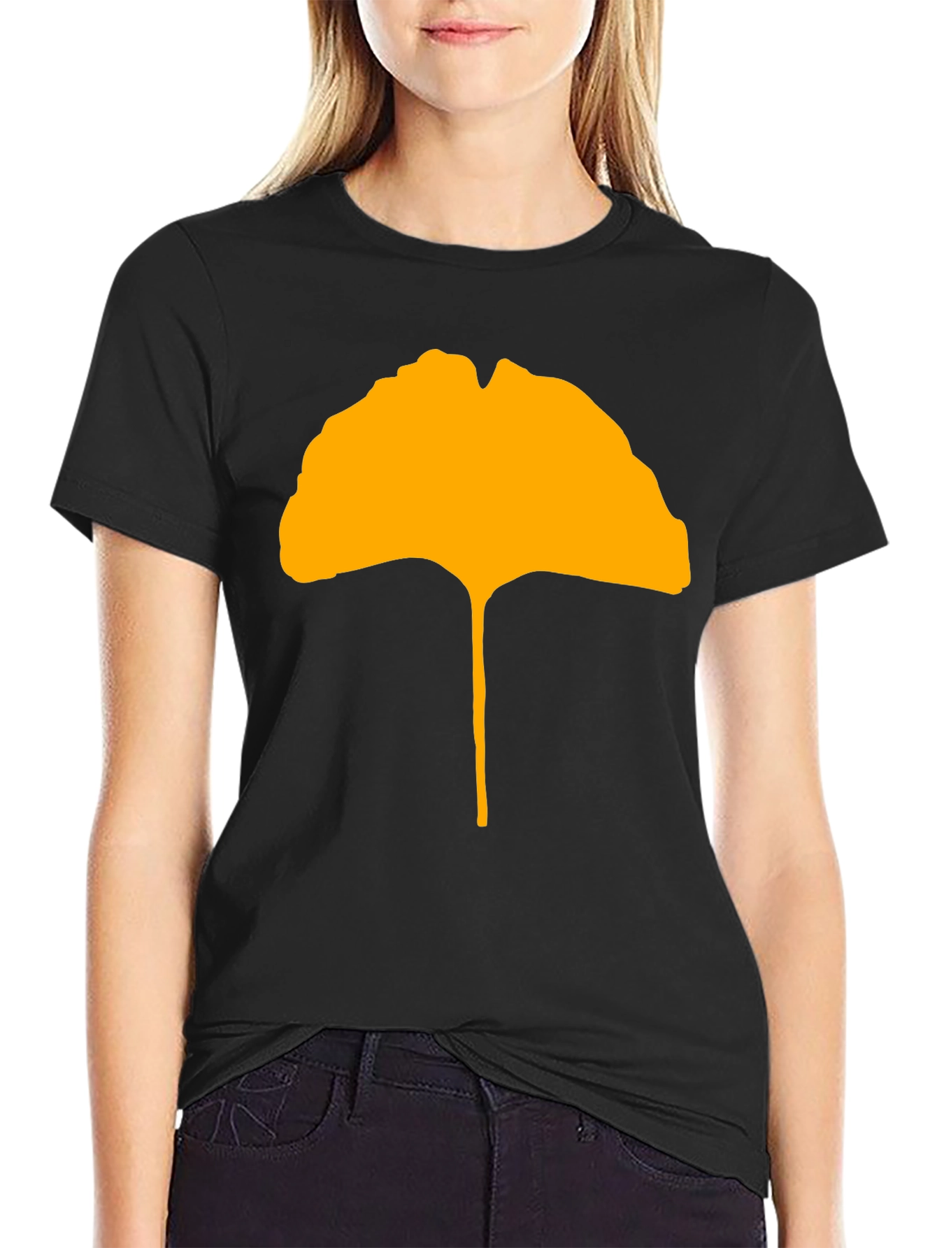 Black Ginkgo Leaf Graphic Tee - Stylish & Unique Design view 2