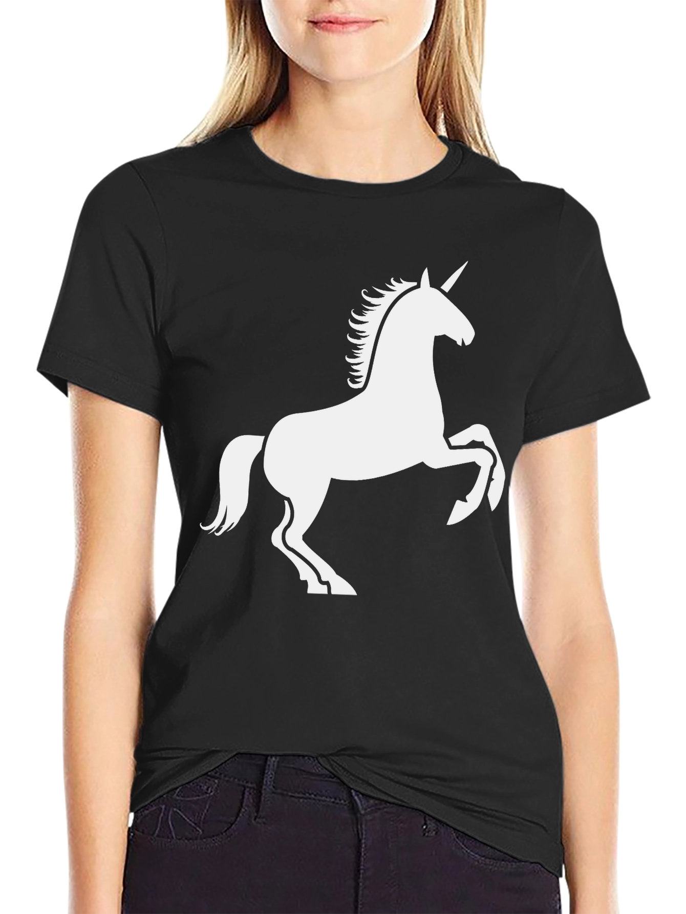 Black Unicorn Graphic Tee - Black Casual T-Shirt view 2