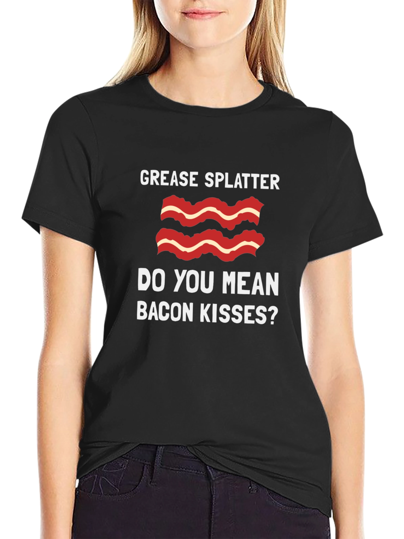 Black Bacon Kisses T-Shirt - Grease Splatter Funny Tee view 2