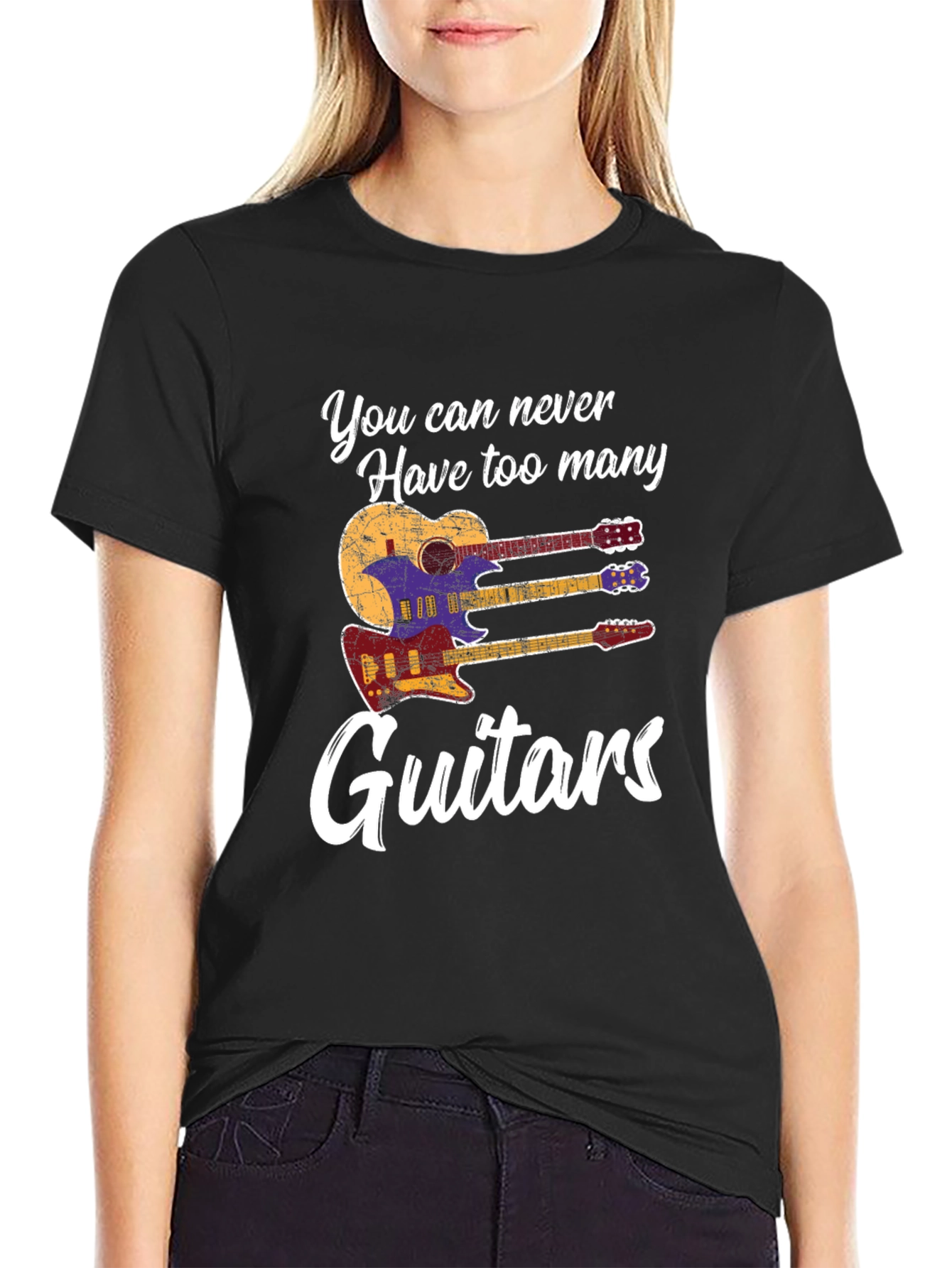 Black You Can Never Have Too Many Guitars T-Shirt view 2