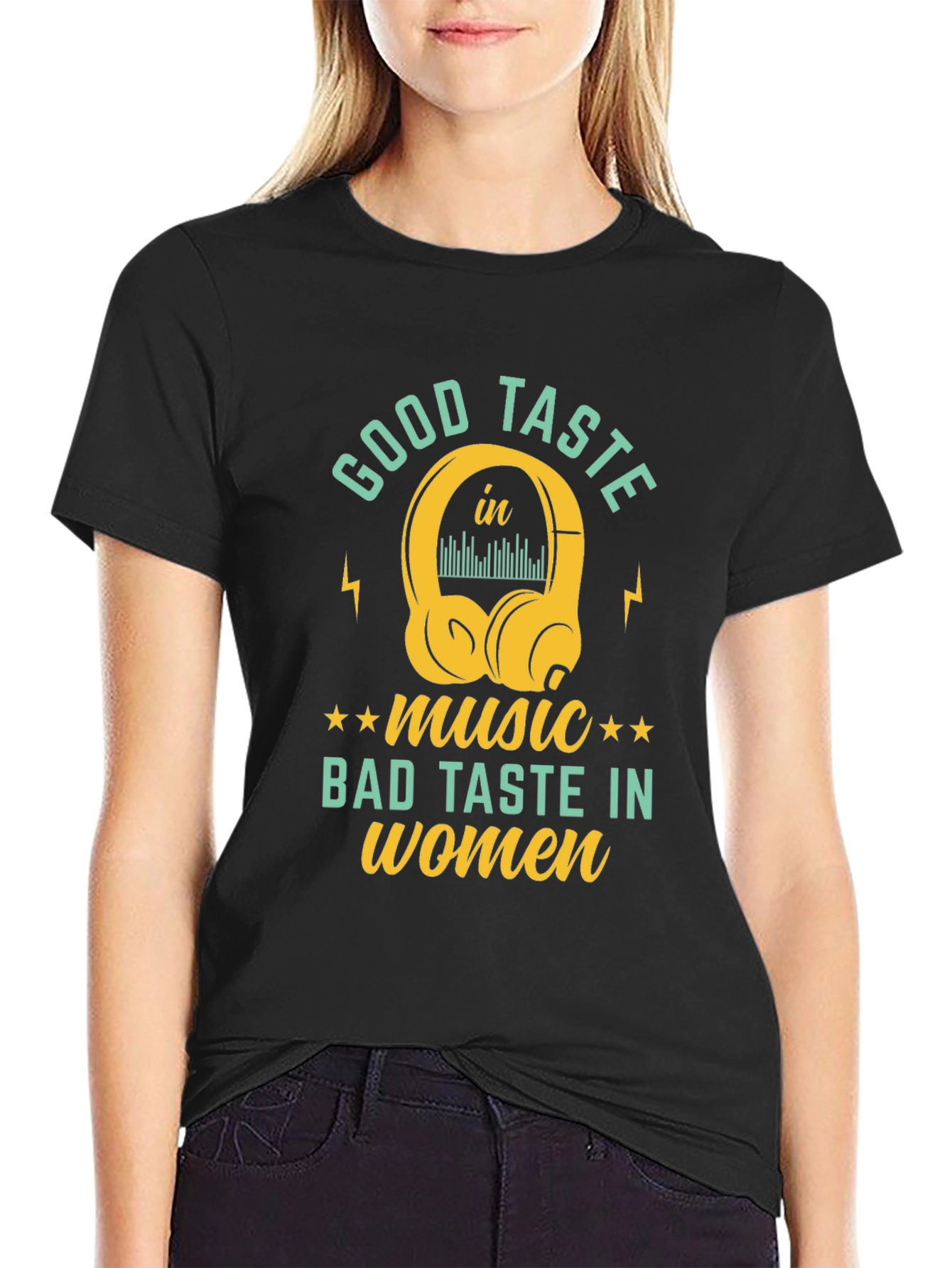 Black Good Taste Music Tee - Humorous Graphic T-Shirt view 2