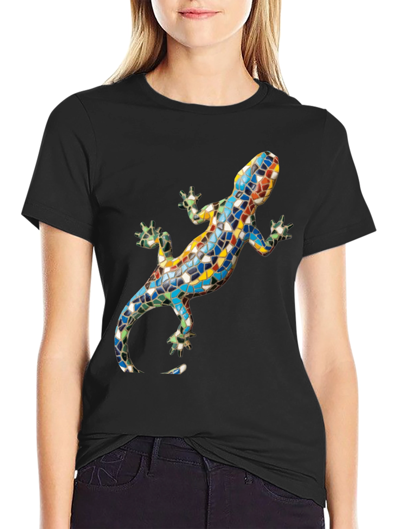 Black Mosaic Lizard Graphic Tee view 2