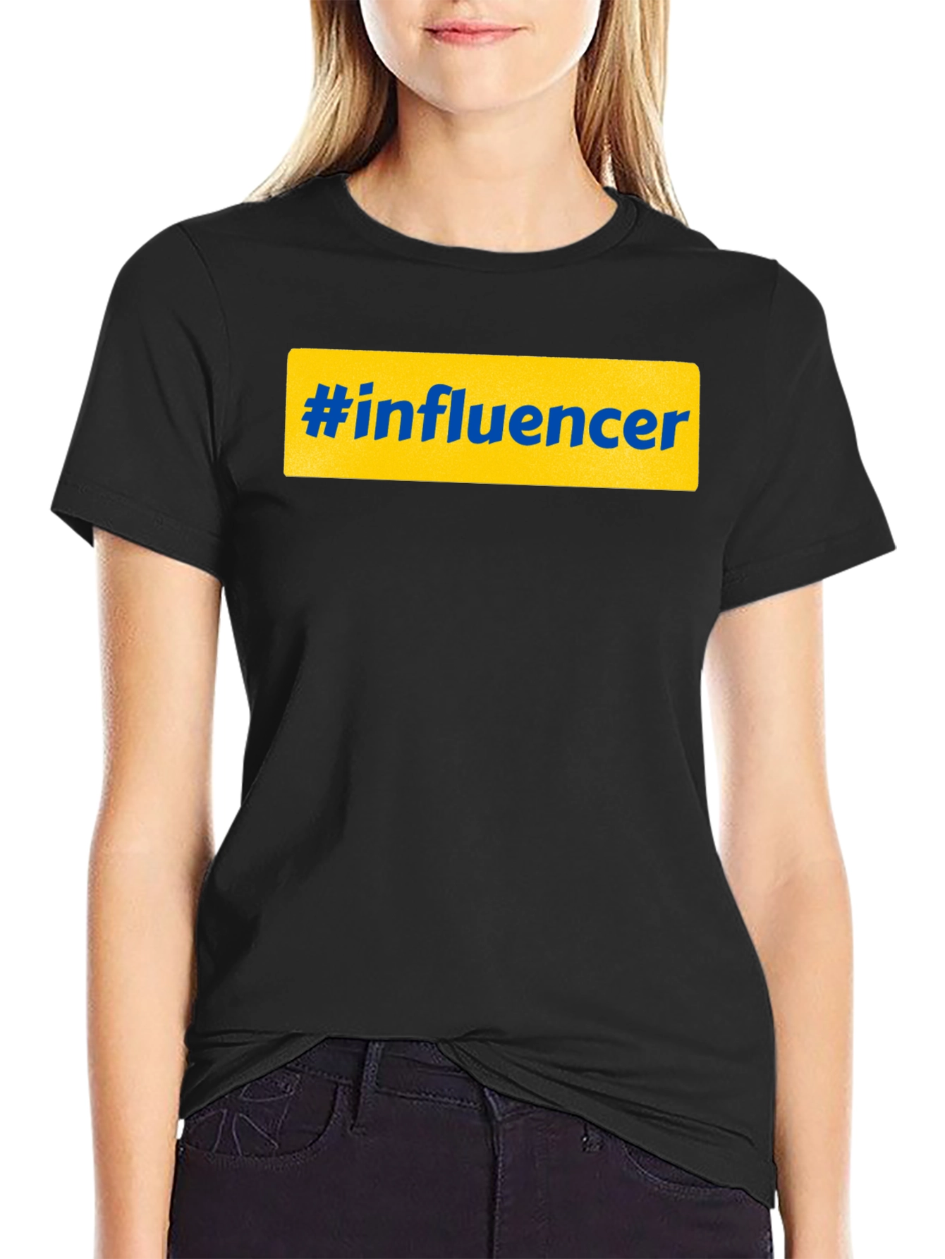Black Hashtag Influencer Graphic Tee - Black Casual T-Shirt view 2