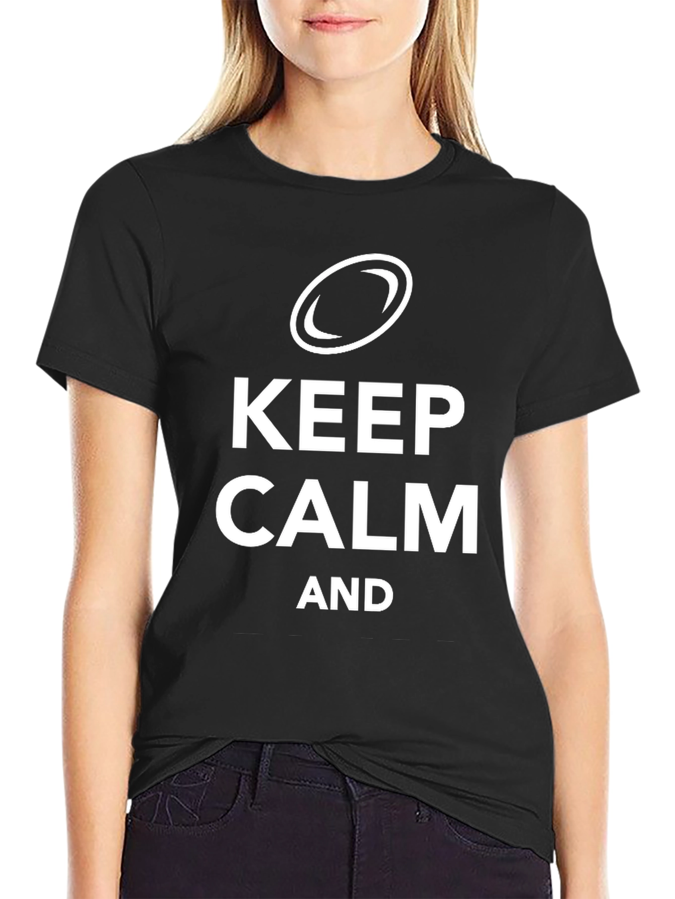 Black Keep Calm and Play Rugby Black T-Shirt view 2