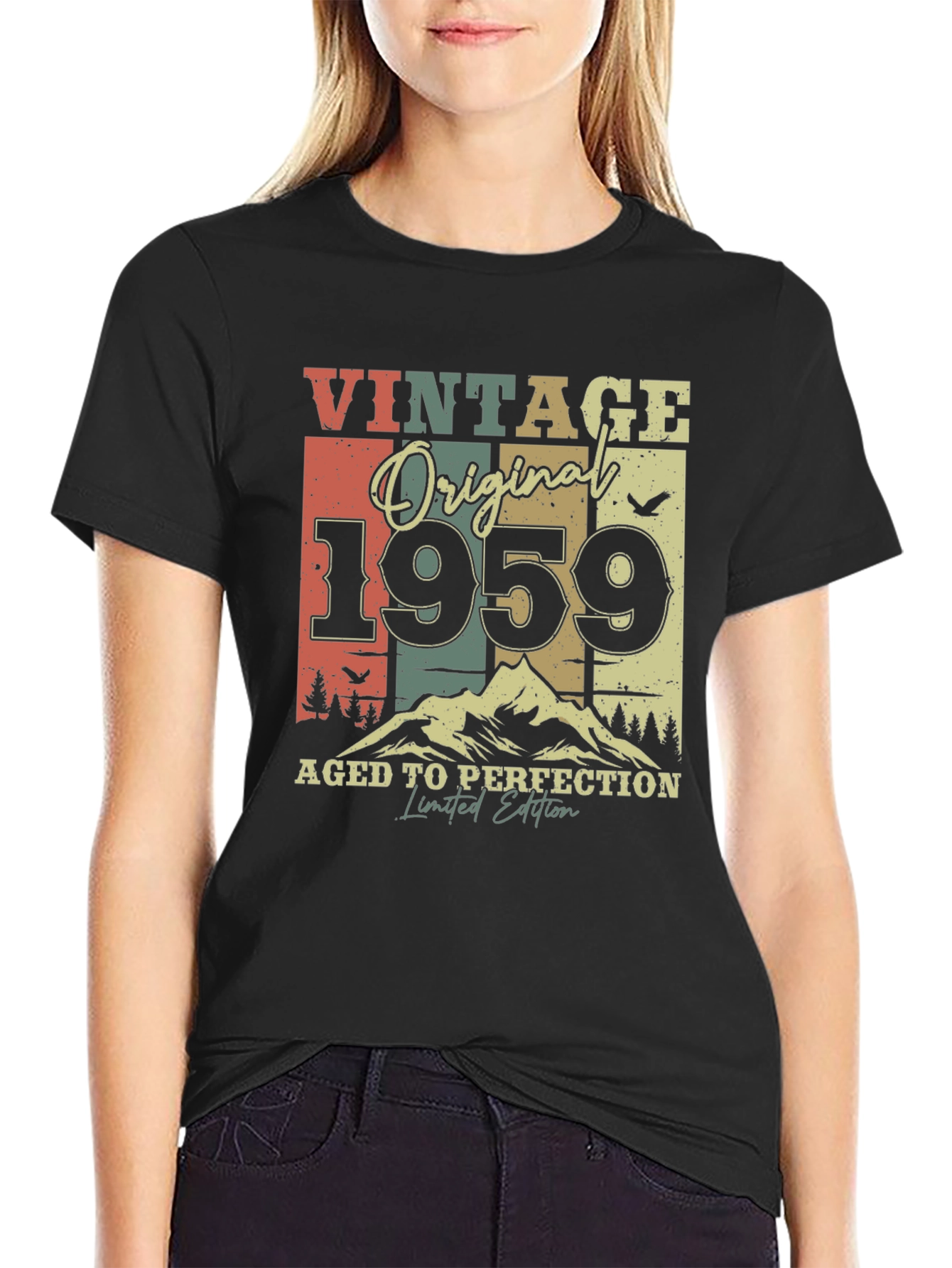 Black Vintage 1959 Aged to Perfection Limited Edition T-Shirt view 2