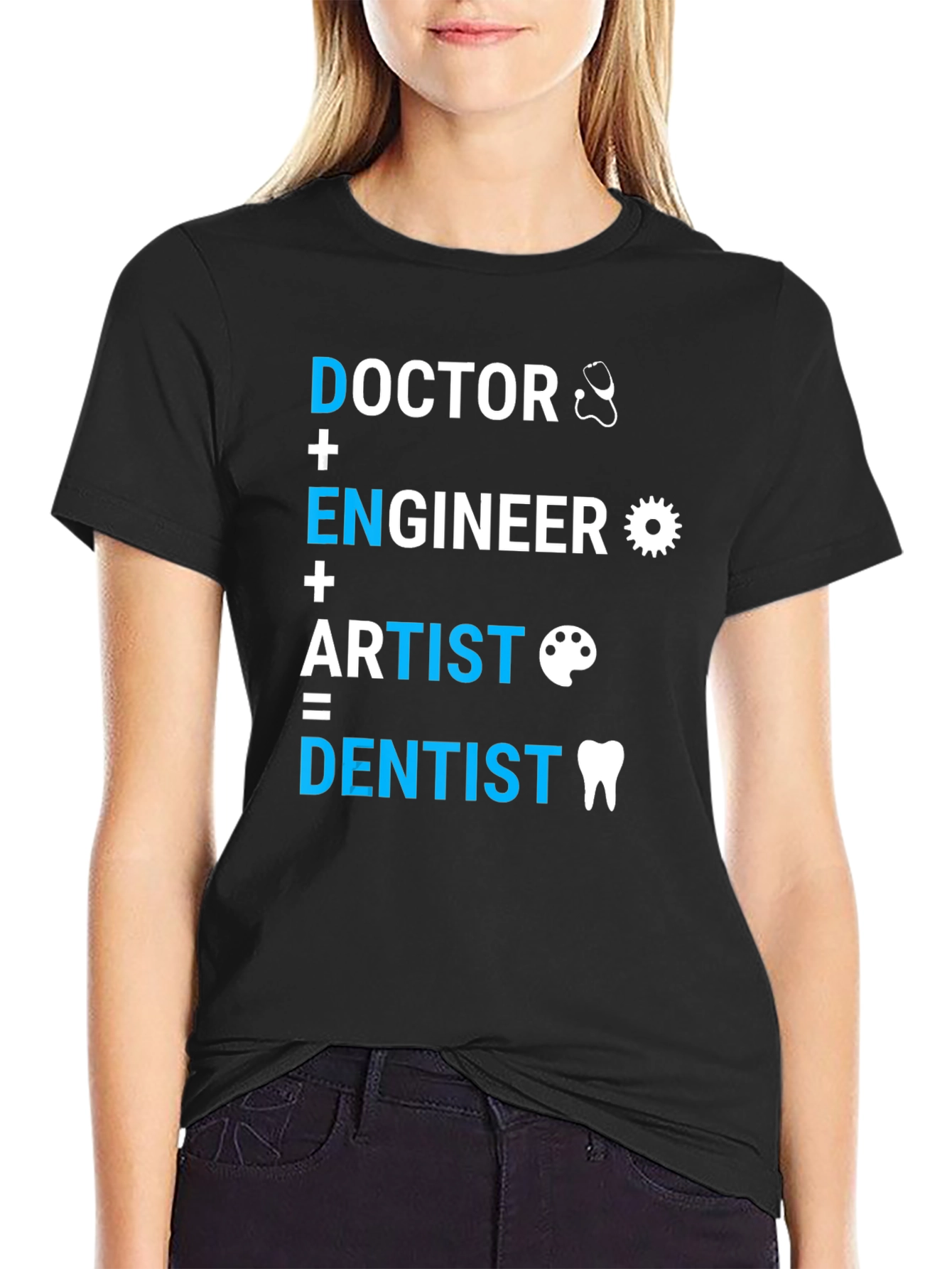 Black Doctor, Engineer, Artist = Dentist T-Shirt view 2