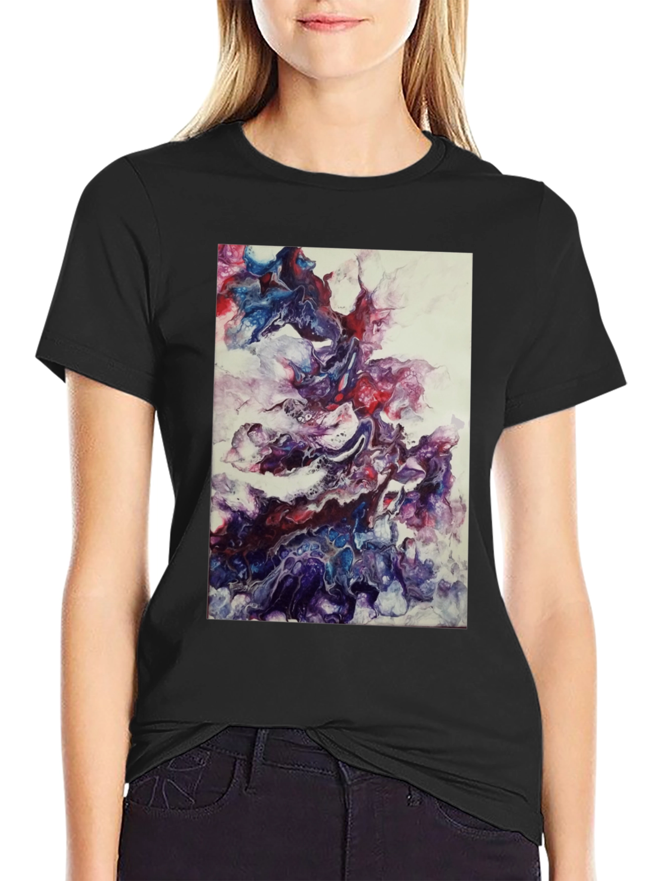 Black Abstract Art Black T-Shirt view 2