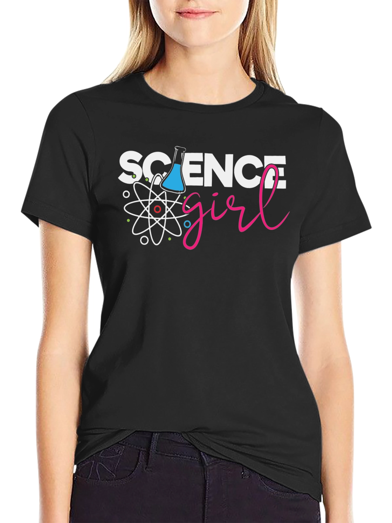 Black Science Girl Black T-Shirt - Chemistry Design view 2