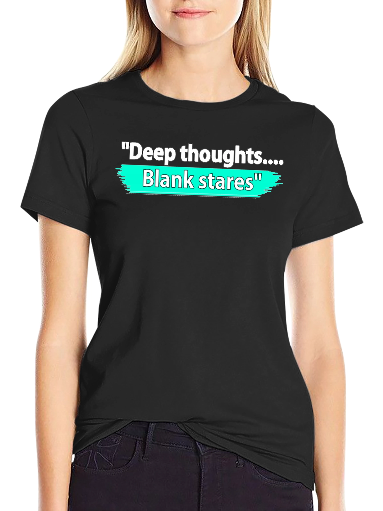 Black Deep Thoughts Blank Stares Graphic T-Shirt view 2