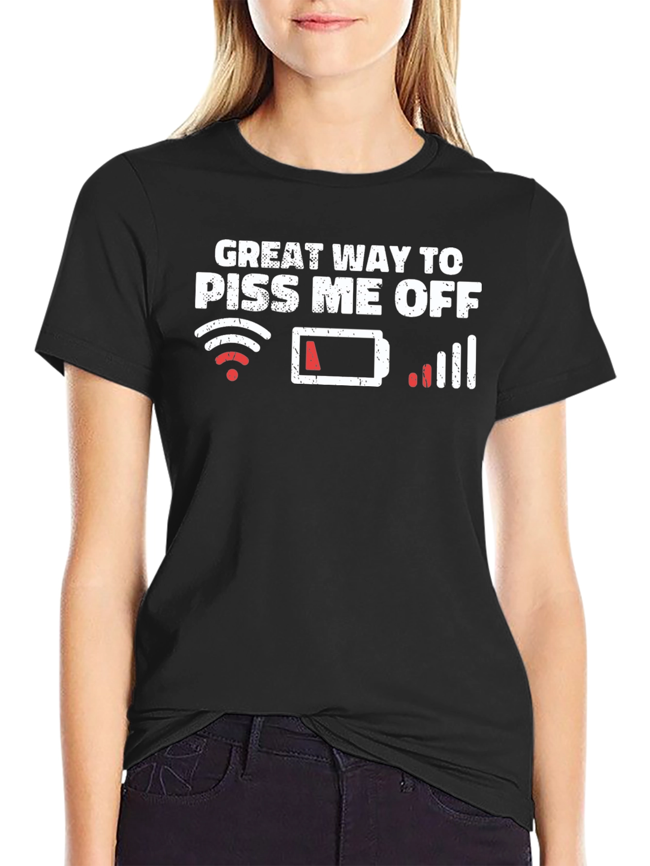 Black Great Way To Piss Me Off Graphic T-Shirt view 2