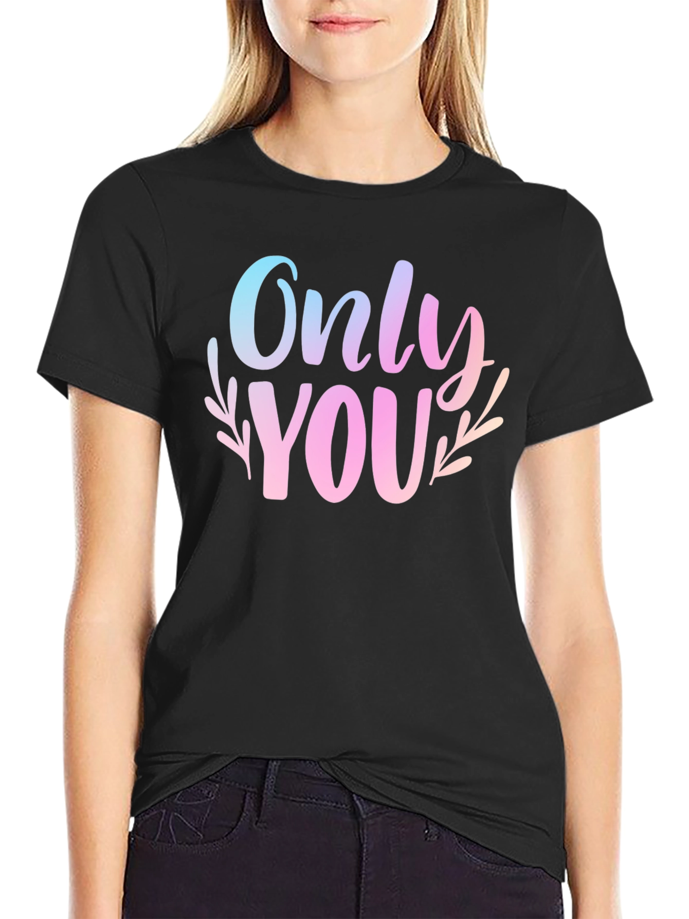Black Only You Graphic Print Black T-Shirt view 2