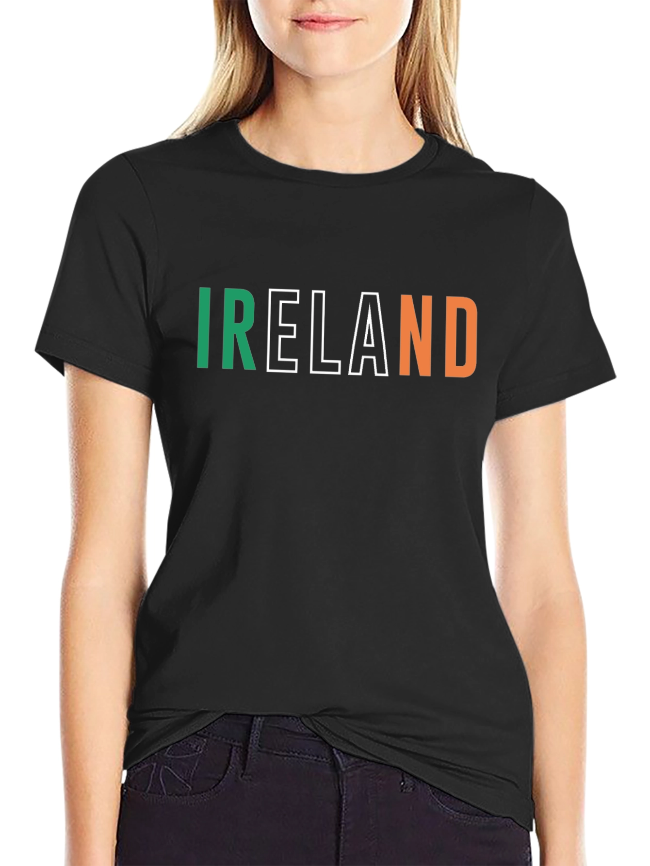 Black Ireland Flag Colors T-Shirt view 2