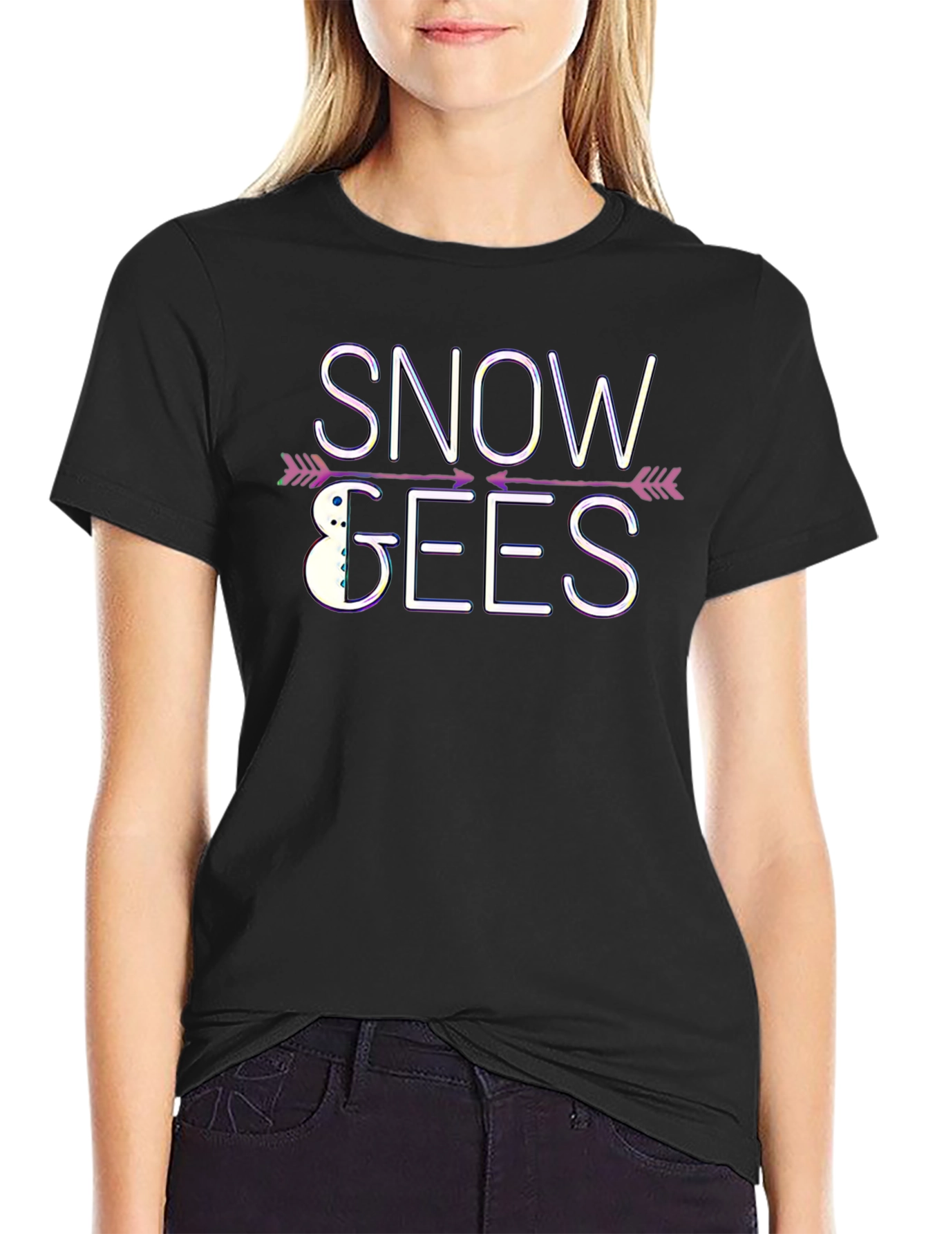 Black Snow Geese T-Shirt - Winter Holiday Tee view 2